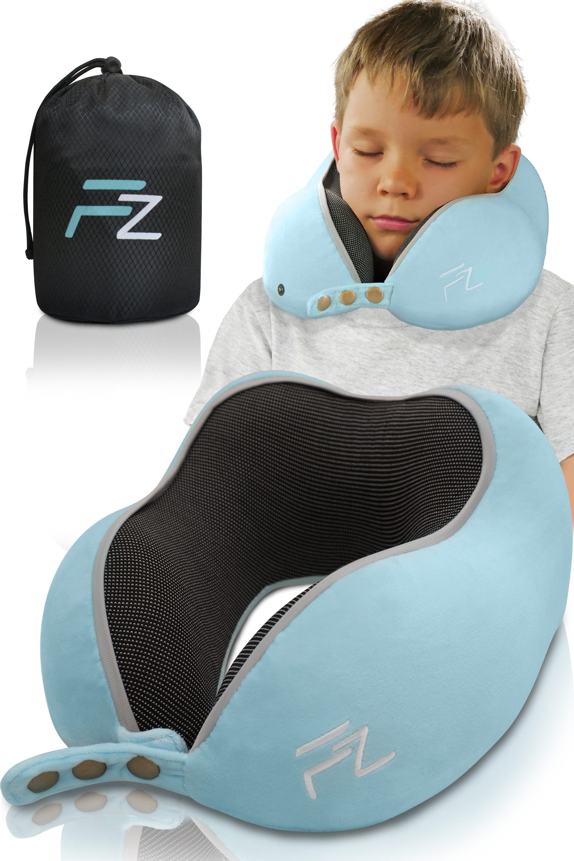 FLOWZOOM Nackenhörnchen COMFY KIDS - Nackenkissen Kinder - Reisekissen Kinder Memory-Schaum, Kinder-Reisekissen Memory-Foam - Nackenhörnchen Kinder