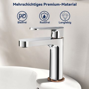 AuraLum pro Waschtischarmatur Einhebelmischer Waschbecken Armatur Wasserhahn Bad Mischbatterie Chrom mit Ersetzbare Bubbler