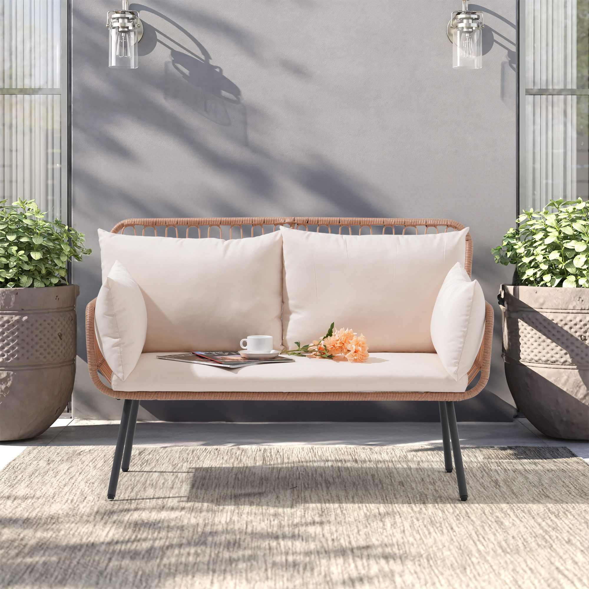 JOIVI Gartensofa Garten Loveseat, Rattan Gartenmöbel, günstig online kaufen