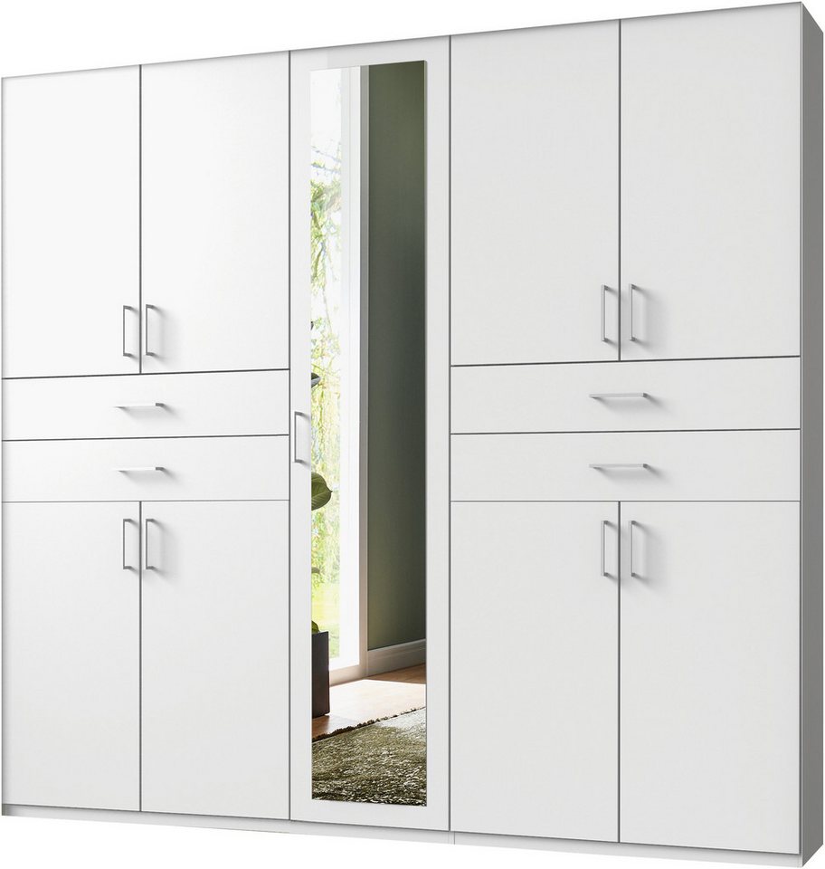 Wimex Kleiderschrank Taiga Kleiderschrank mit Spiegel mit Schubladen auf bequemer Höhe, Garderobe Schlafzimmerschrank