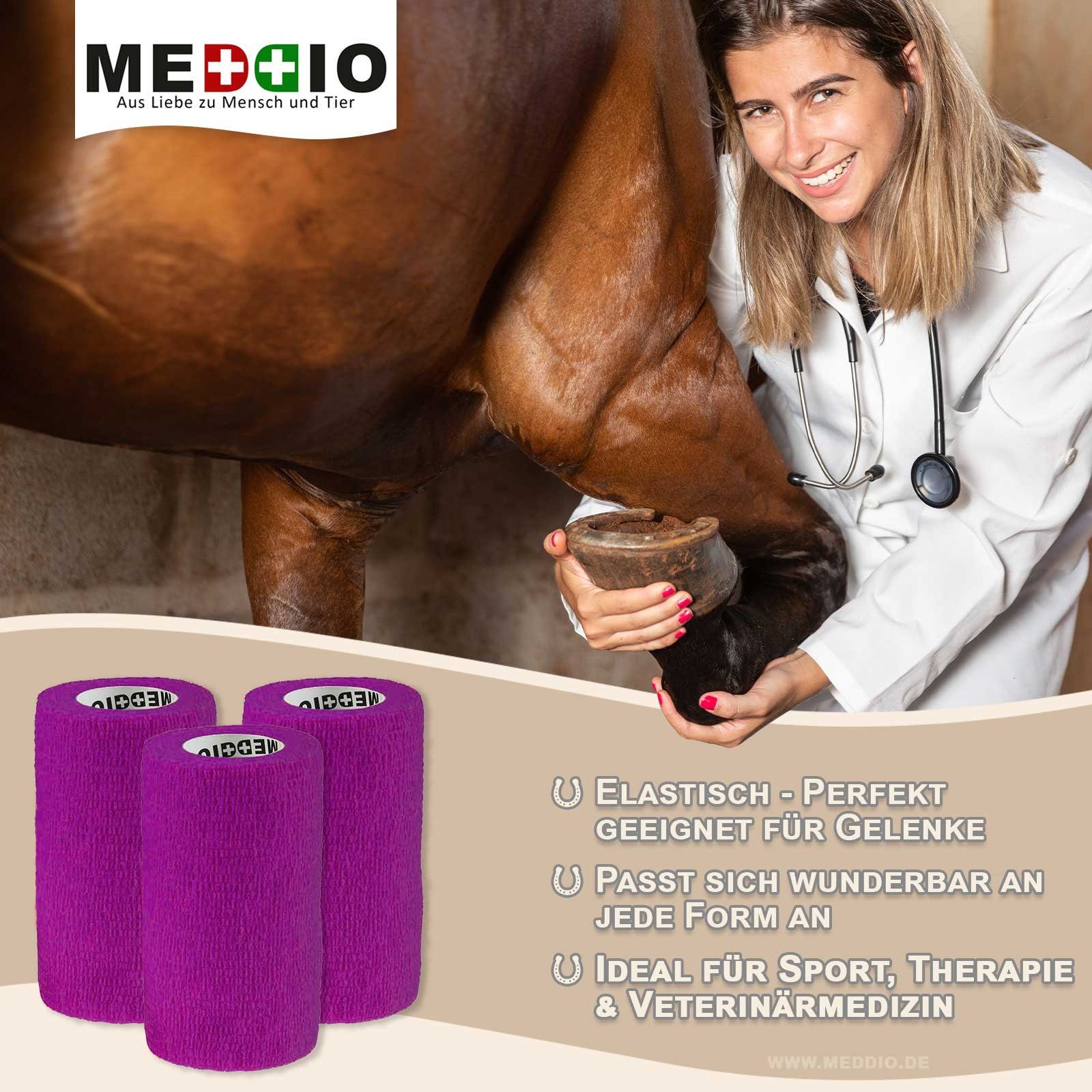 Pferdebandage 4,5m Selbsthaftende / purple 1 meDDio Fixierbinde Haftbandage 7,5cm Bandage x