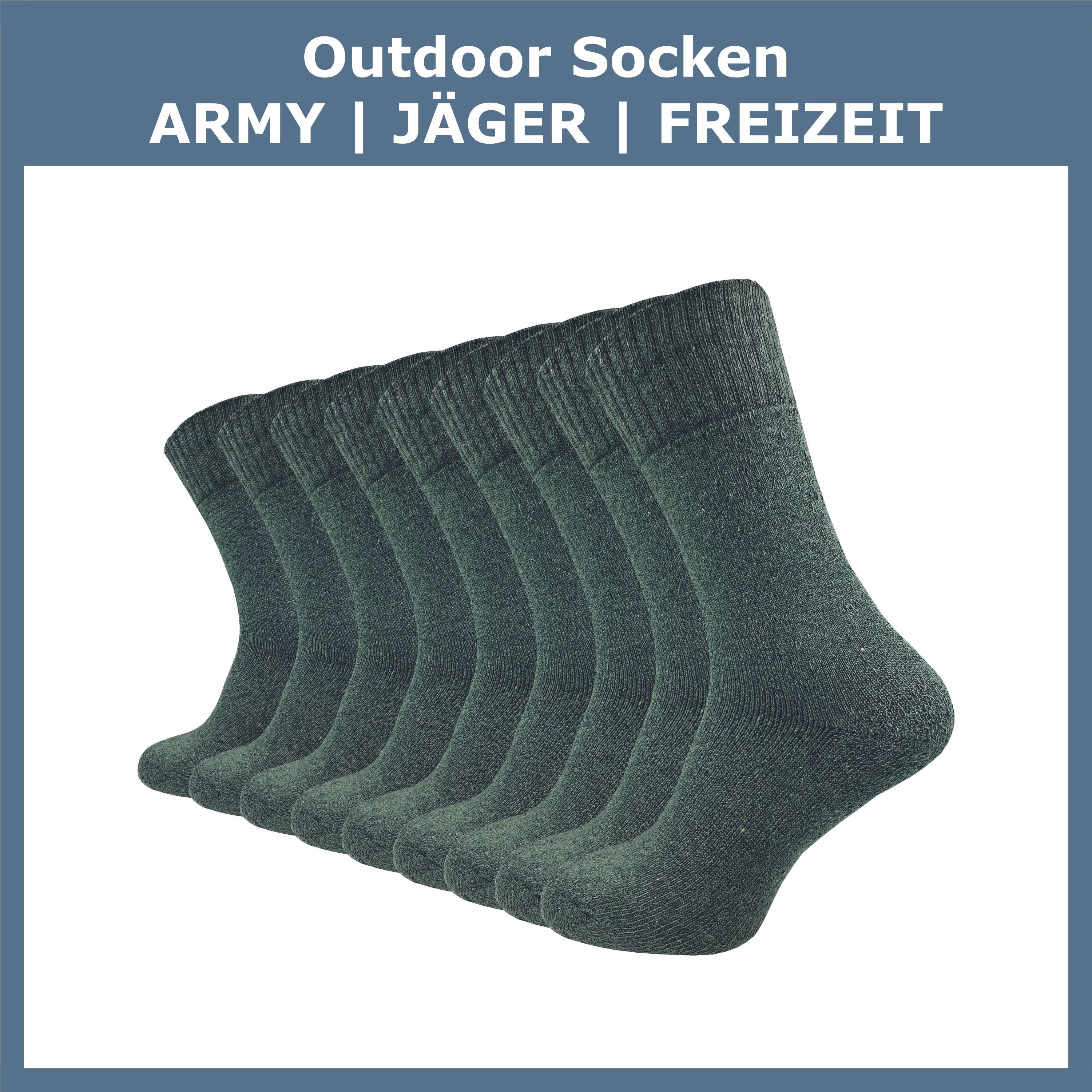 GAWILO Freizeitsocken für Herren - warme Socken für Jäger - Armysocken uni & mit Jagdmotiv (9 Paar) mit gepolsterter Frotteesohle, verfügbar in grün, grau & schwarz