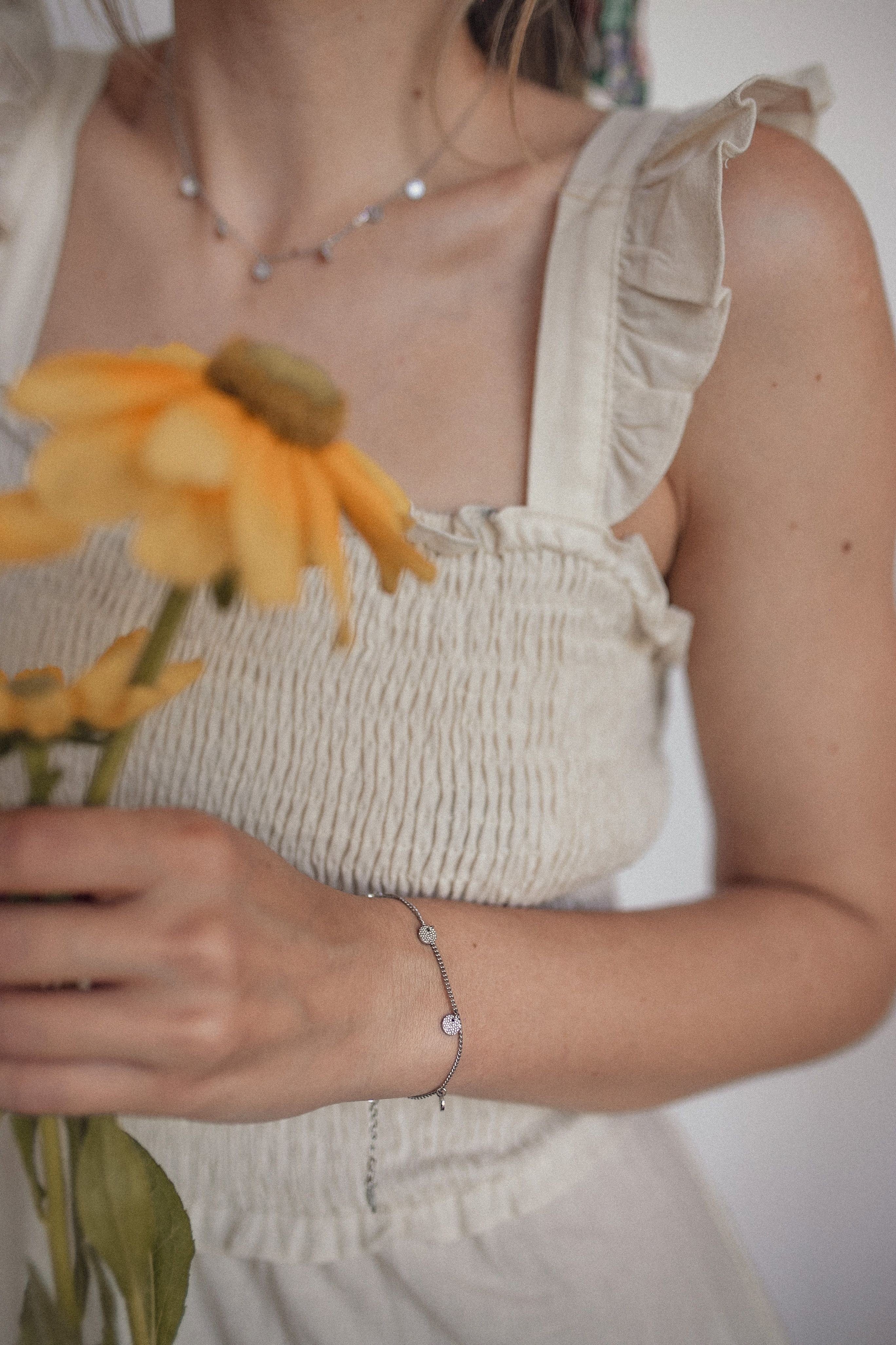 Hey Happiness Charm-Armband Edelstahl Damen Plättchen günstig online kaufen