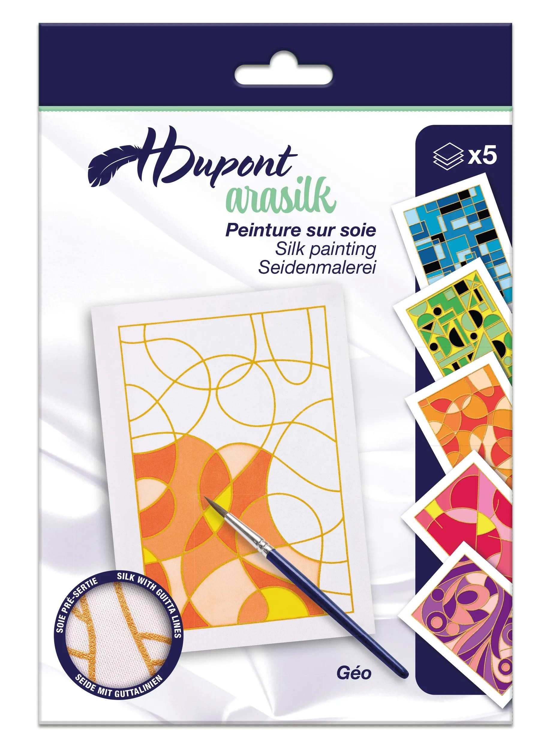 HDupont Zeichenpapier 5x Set mit 5 Seidenbildern Geometrisch Weiß DUS0944C