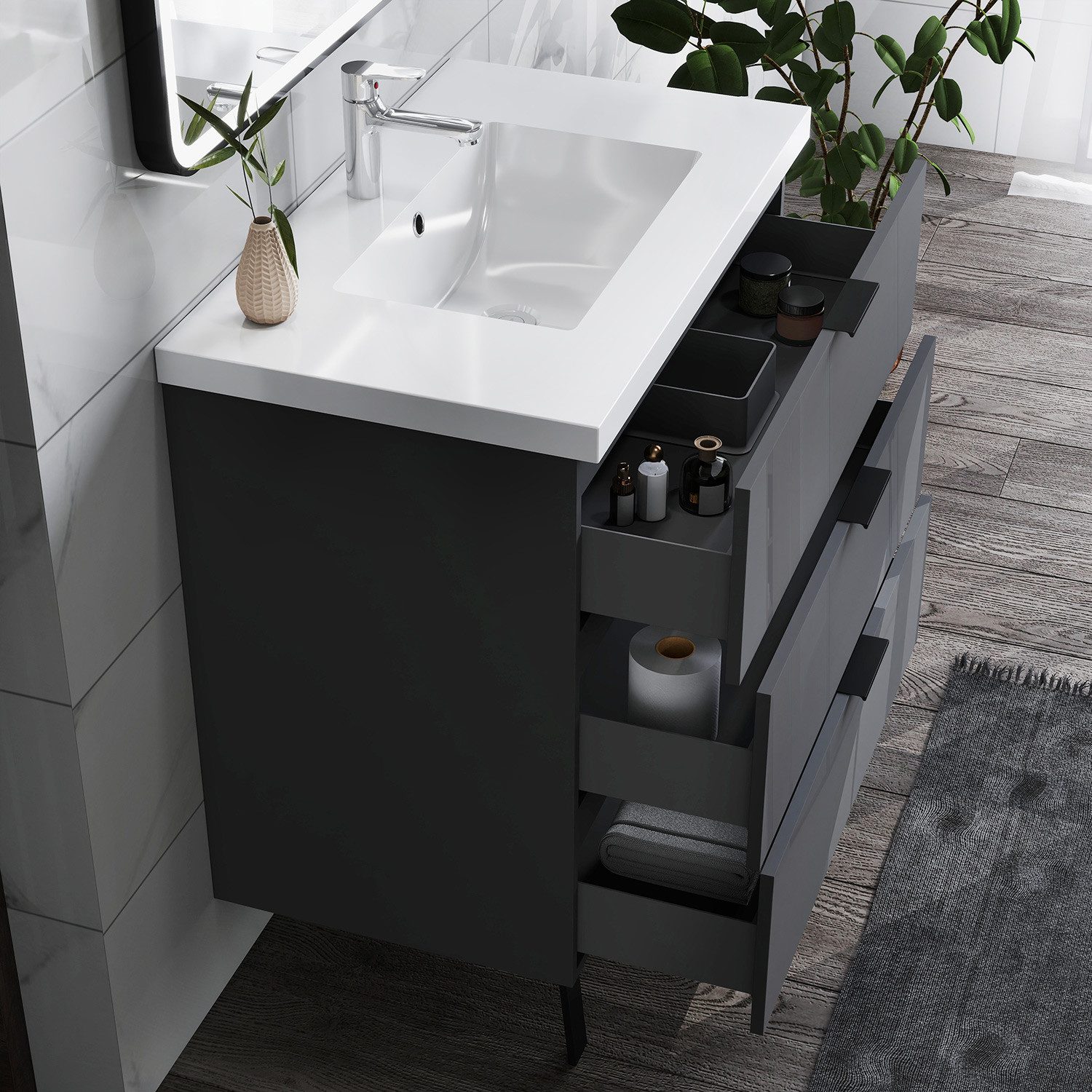 duschspa Waschtisch Badmöbel Set Waschbecken mit Unterschrank Badezimmer Mö günstig online kaufen