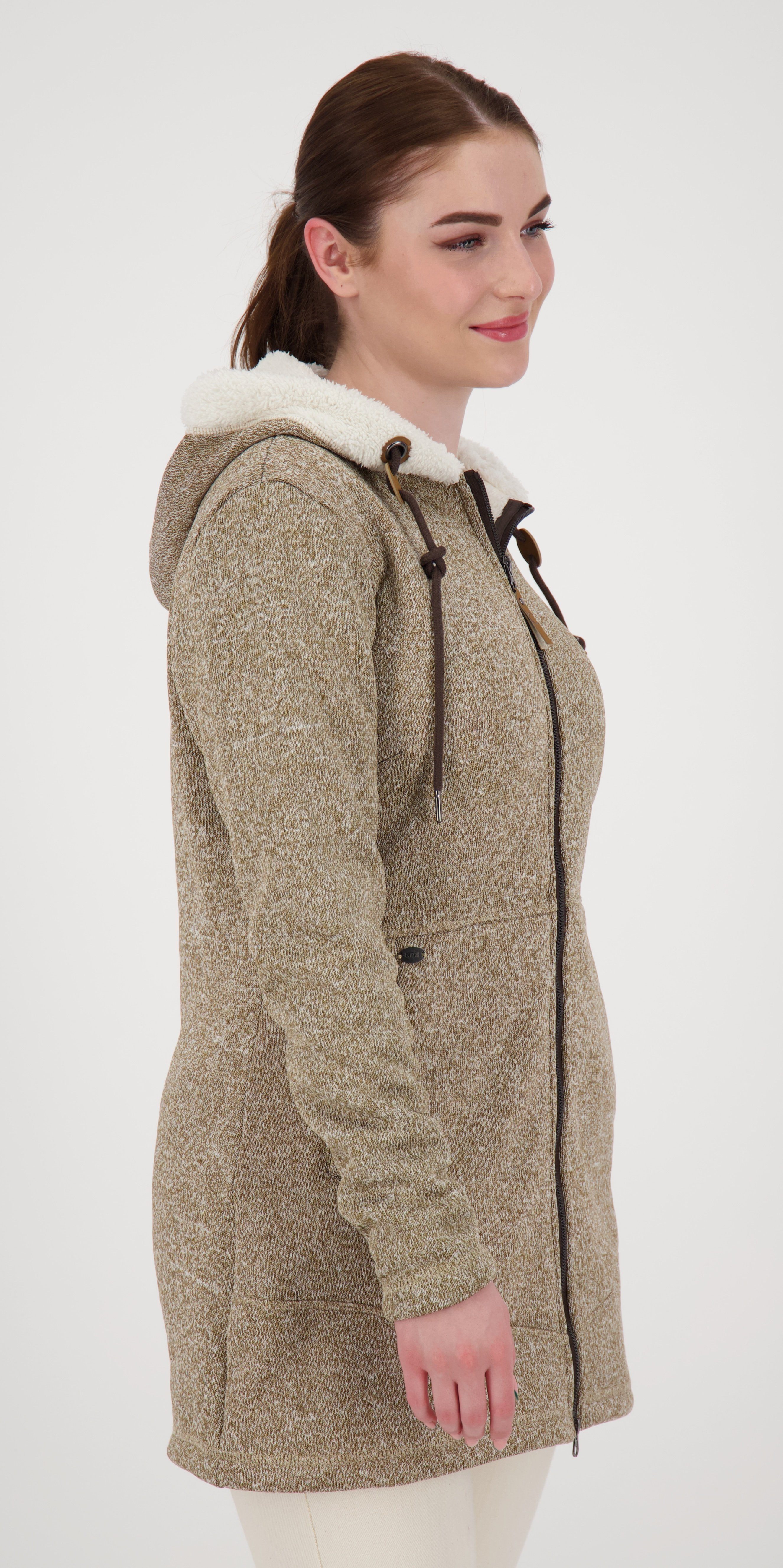 LPO Fleecejacke KENNEWICK II LONG mit Kapuze und weichem Fleece gefüttert