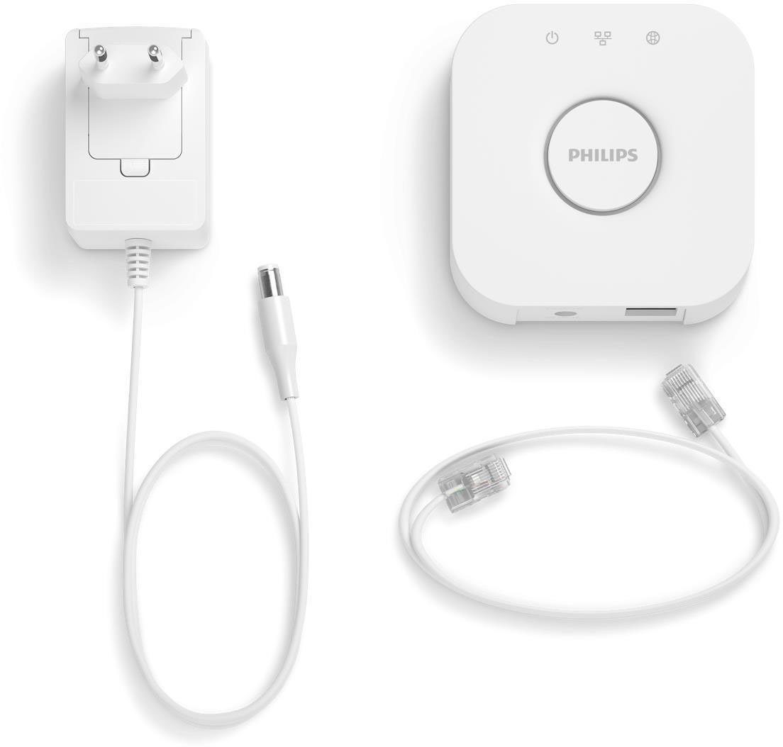 Philips Hue LED-Leuchtmittel White & Color Amb., E27, Farbwechsler, Hue Bridge, Netzteil, Ethernet-Netzwerkkabel, Hue White & Col. Amb.