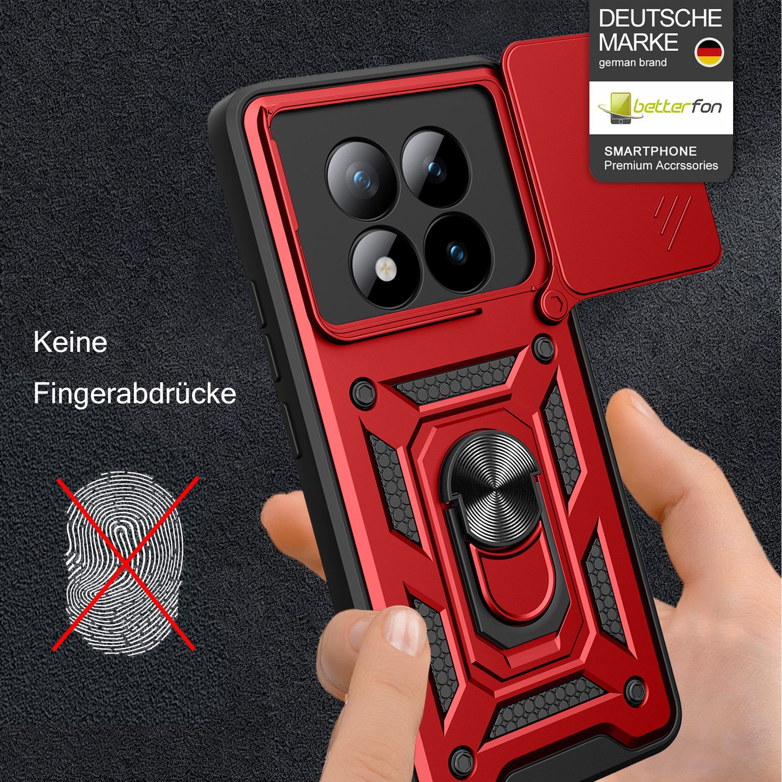 betterfon Handyhülle für Xiaomi Redmi Note 15 Pro 5G Hülle Schutzhülle mit Kameraschutz, Outdoorhülle mit Ringhalter, Silikonkern & präziser Passform – Bild 2 von 5