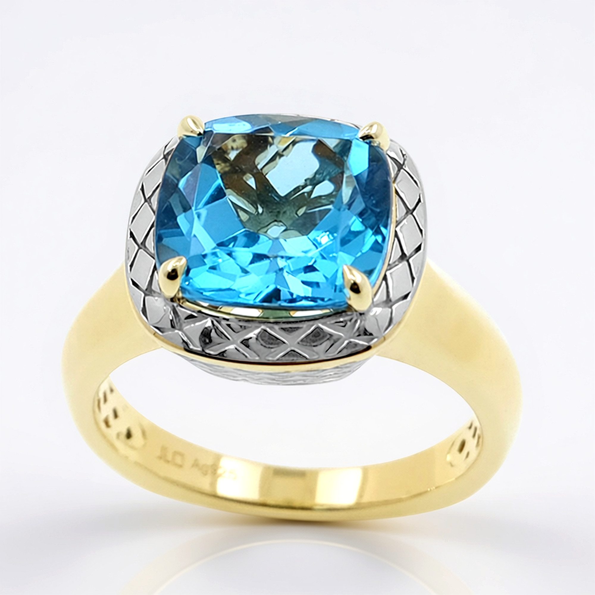 Cavill Solitärring Marambaia-Topas Ring 4,55 ct, 925 Silber vergoldet, blauer Edelstein (1-tlg)