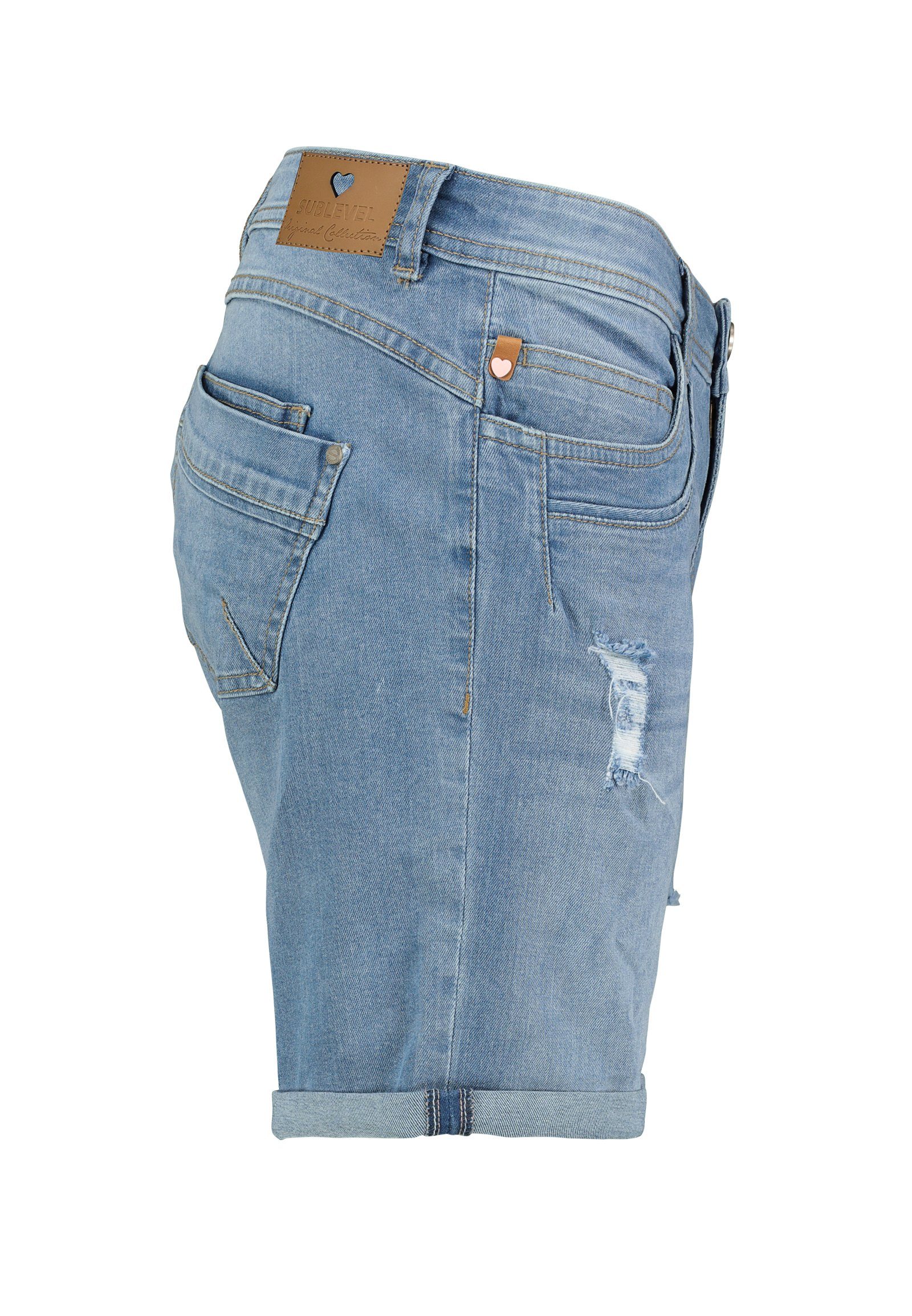 Shorts Bermuda Denim Hellblau Short Kurze SUBLEVEL Jeans Damen Stretch Bermudas Denim Shorts Hose