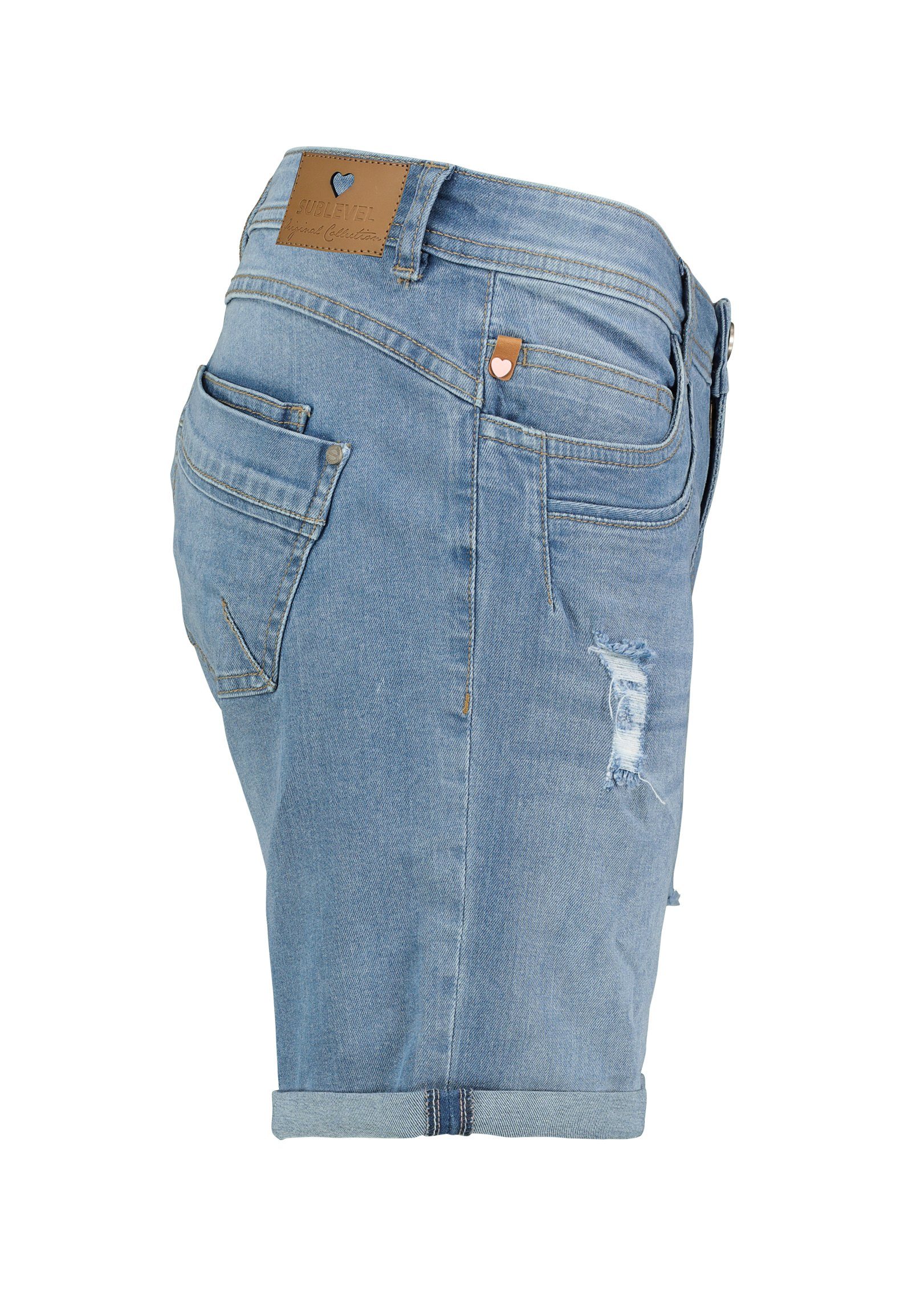 SUBLEVEL Bermudas Damen Jeans Shorts Bermuda Kurze Hose Shorts Short Denim Stretch Denim – Bild 4 von 5