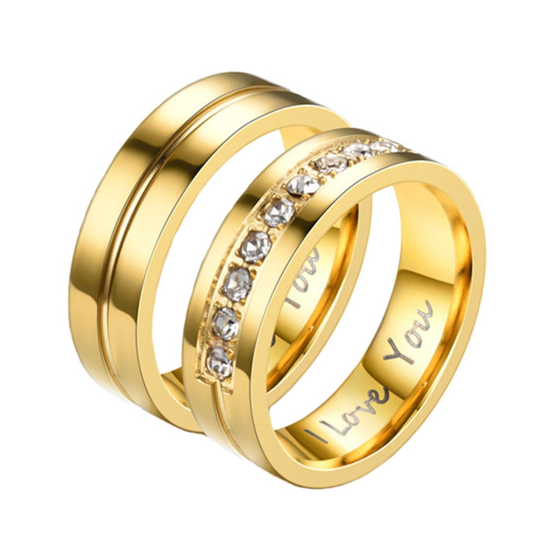 Taffstyle Fingerring Edelstahl Ring I Love You Gold (ohne Kristalle) Größe 60 (19.1) (Freundschaftsring Paarring Partnerring Ehering Trauring Hochzeitsring), ve – Bild 2 von 2
