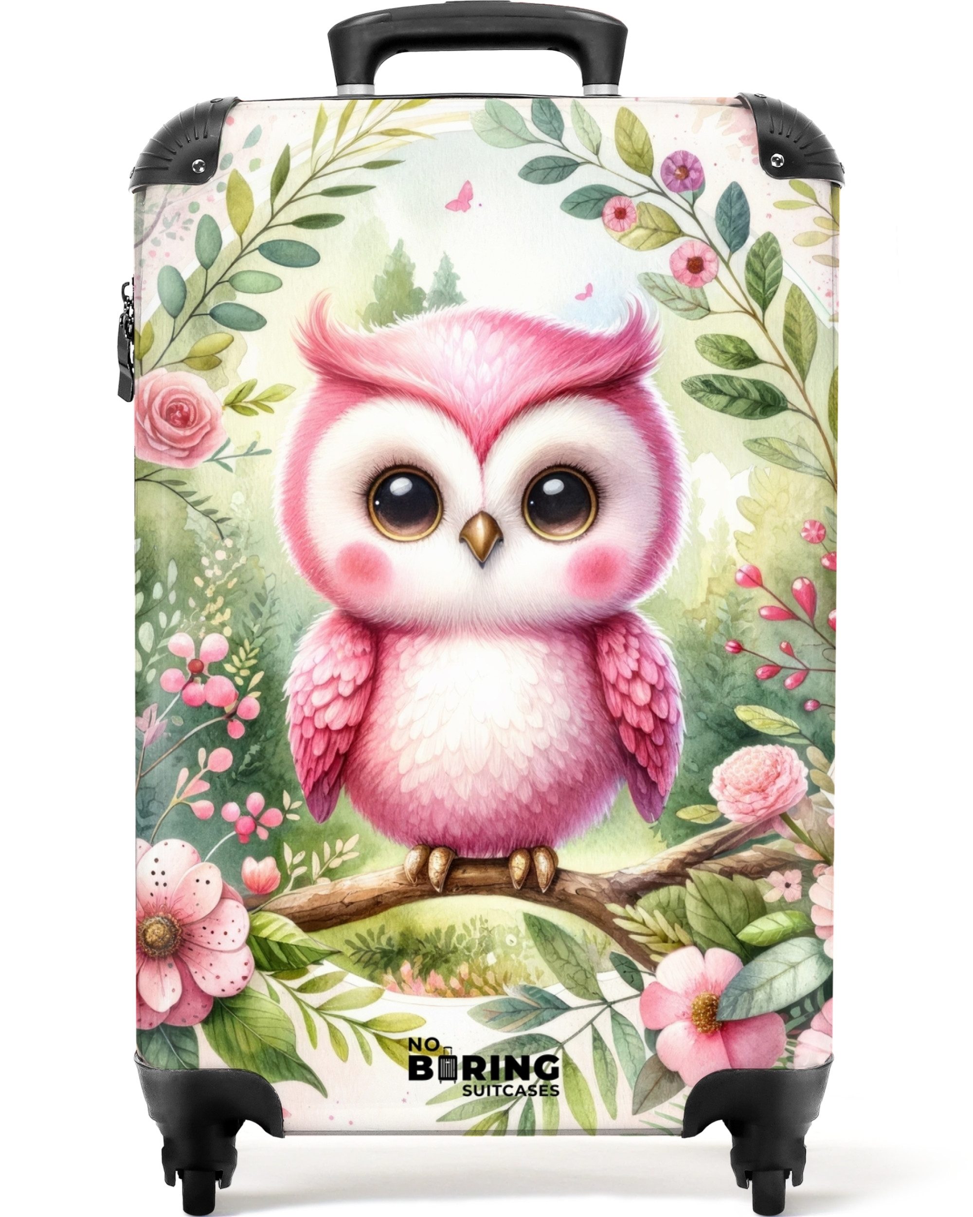 Kinderkoffer Rosa Eule 55x35x20cm