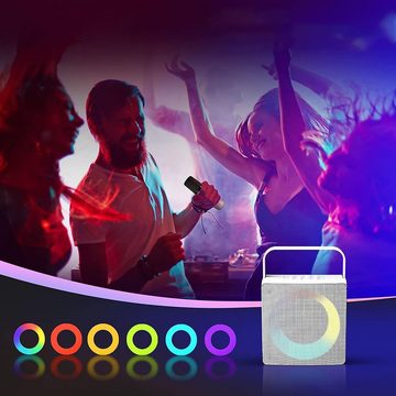 AKKEE Mikrofon mit LED-Licht Bluetooth Karaoke Lautsprecher mit Drahtlosen Mikrofonen (Karaoke PA-System Support AUX, USB, TF, Karaoke Anlage, 1-tlg), für Heimparty,Hochzeit,Kirche,Picknick,Outdoor