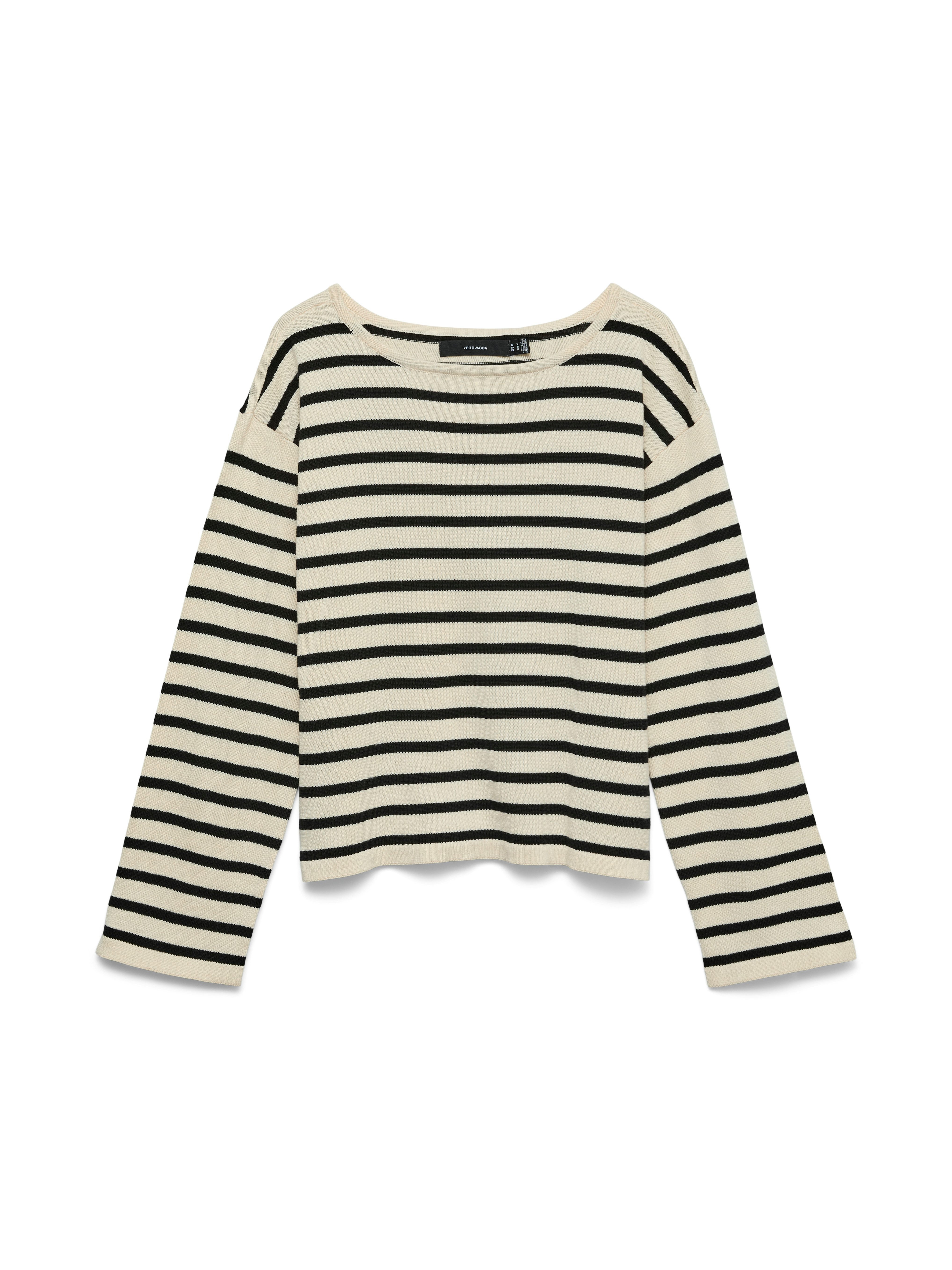 Vero Moda Strickpullover VMNOMA LS BOATNECK PULLOVER NOOS Baumwolle