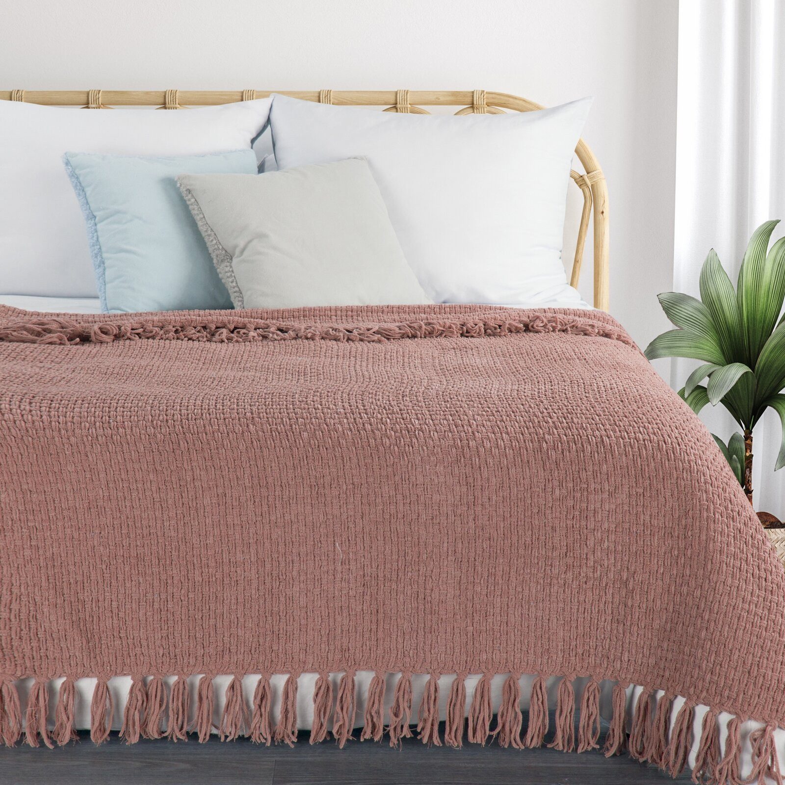 Wohndecke BOHO weiß creme beige rosa blau grau, Eurofirany, Gewebte Wohndec günstig online kaufen