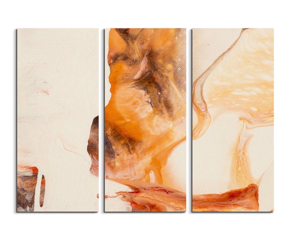 Sinus Art Leinwandbild Abstraktes Gemälde  Orange auf Leinwand exklusives Wandbild moderne Fotografie für ihre Wand in vie