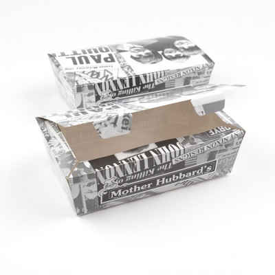 Einwegschale 200 Stück Fastfoodboxen Mother Hubbert's (Größe L), (178×100×55 mm), Fingerfood-Box Snack Box Foodbox Snackschale Pommes Schale Pappe