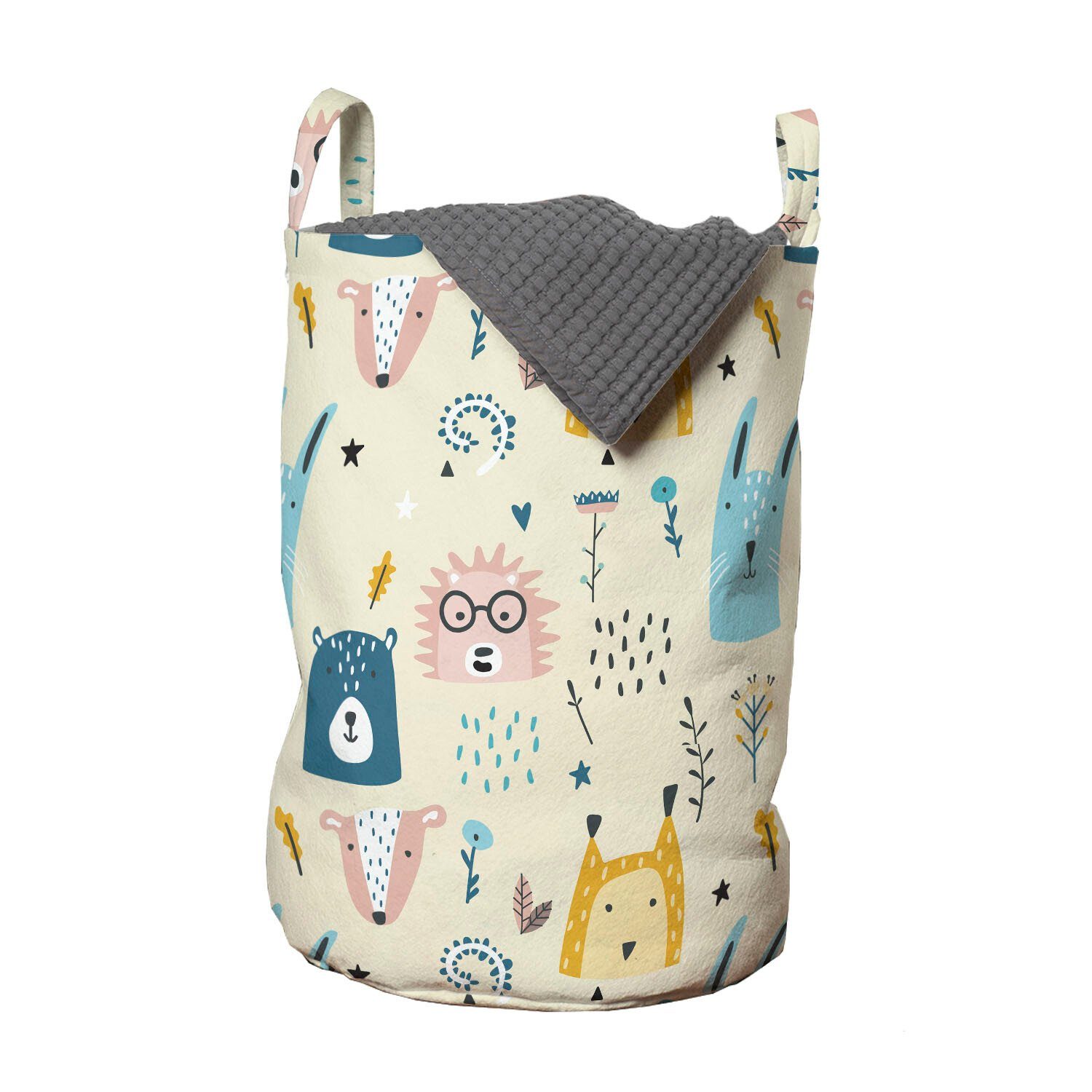 Abakuhaus Wäschesäckchen Wäschekorb mit Baby-Tiere Nursery Jungle Griffen Lustige Kordelzugverschluss Waschsalons, für