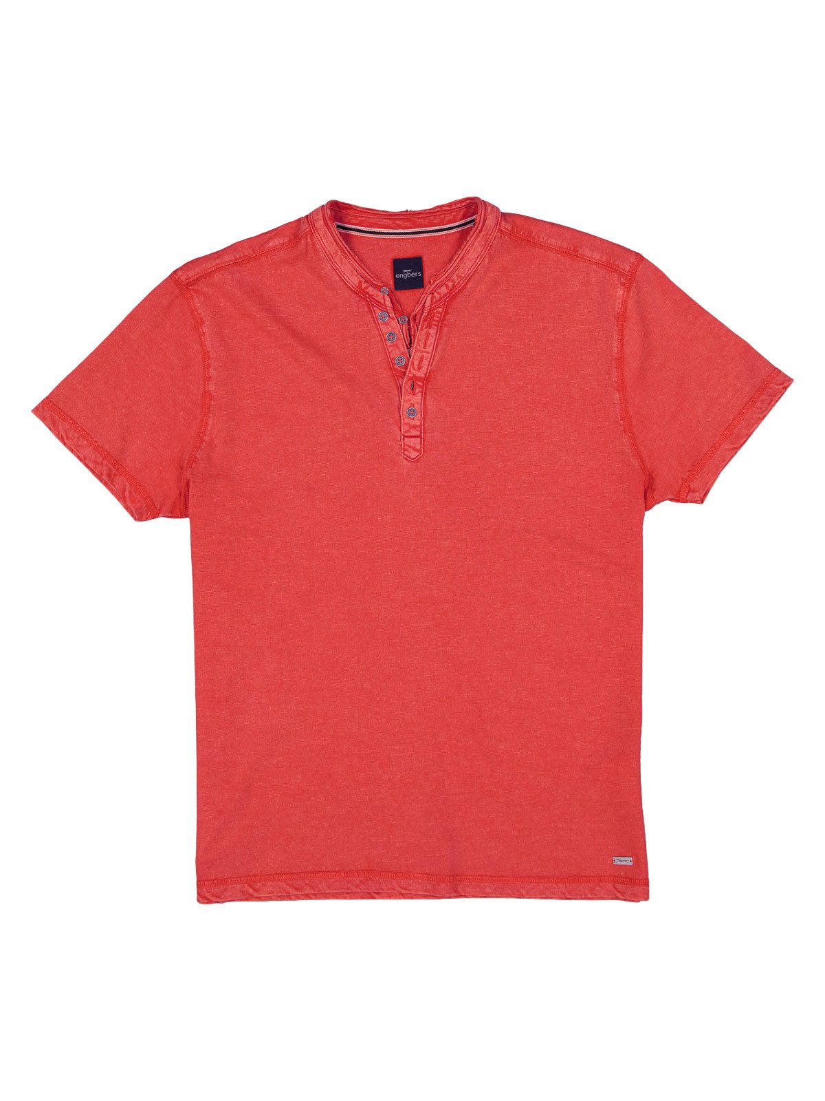 T-Shirt Herren Henley T-Shirt mit Knopfleiste, Feuerrot