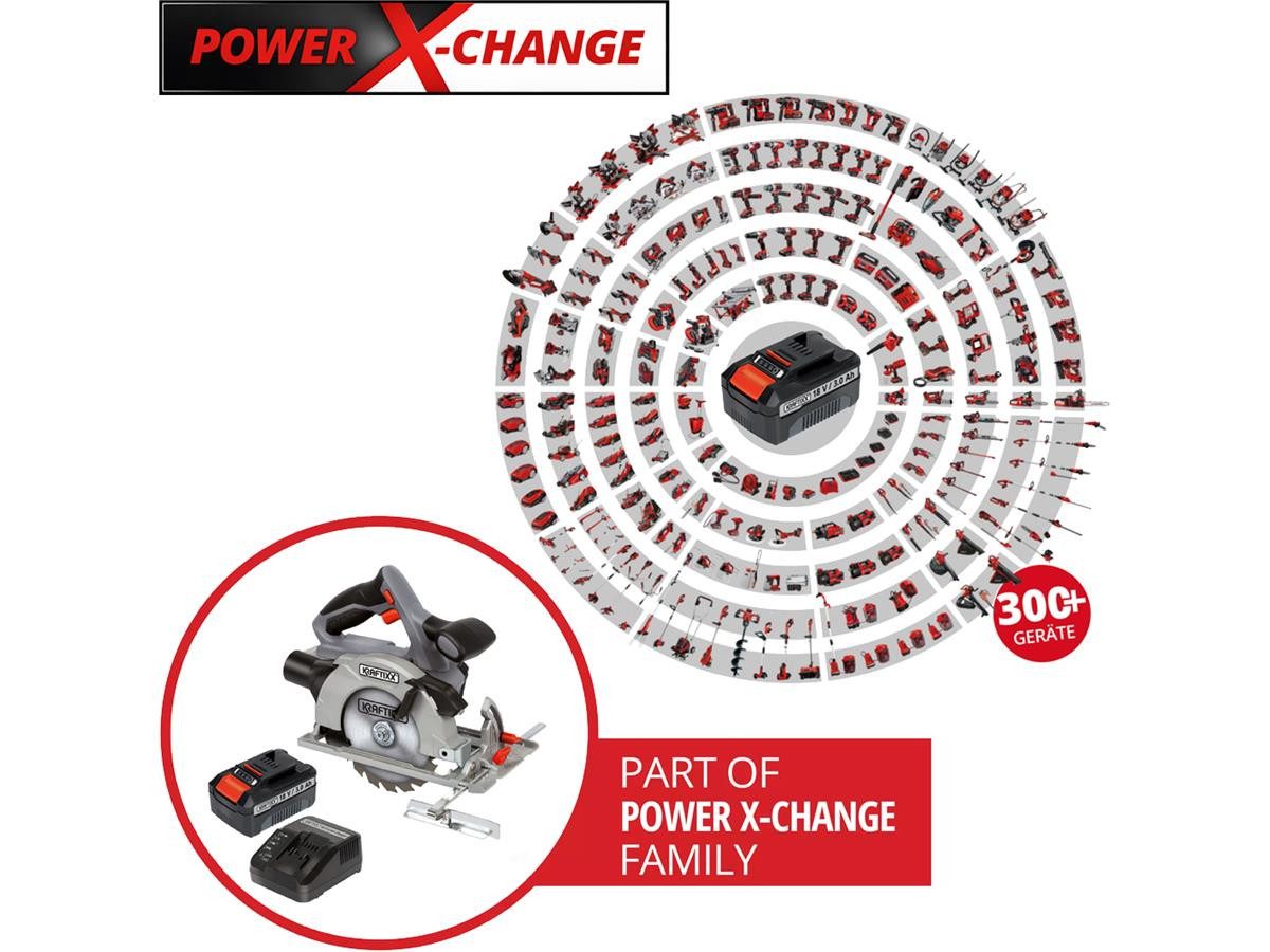 KRAFTIXX® Handkreissäge KX-HKS 18 Li, Set, 4-St., inkl. 3,0Ah Akku, kompatibel mit Einhell Power X-Change Akkusystem – Bild 2 von 5
