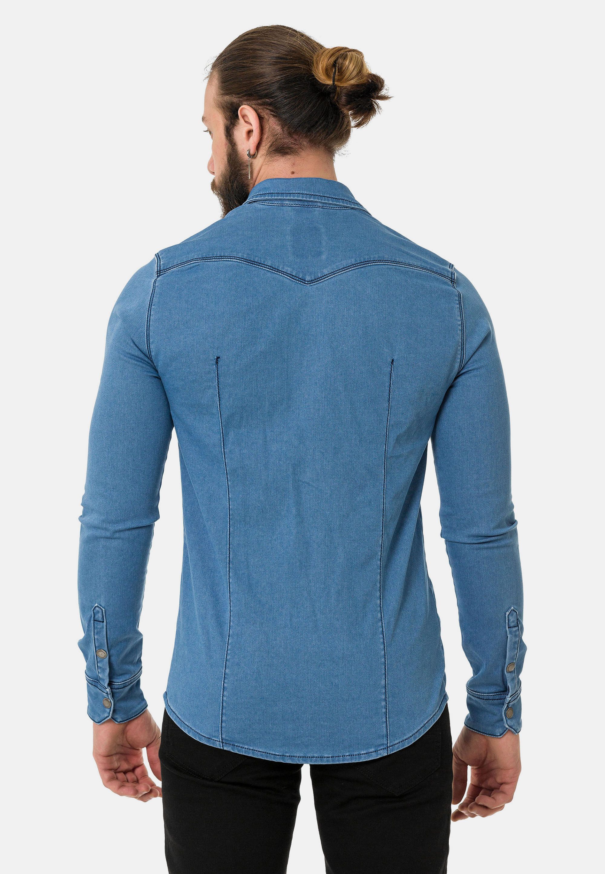 Cipo & Baxx Jeanshemd CH189 (1-tlg) hochwertiger Denim-Stoff