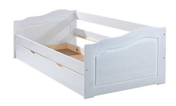 Home4You Bettschubkasten, Weiß, Kiefernholz massiv, mit 4 Rollen, für Betten mit einer Breite von 200 cm