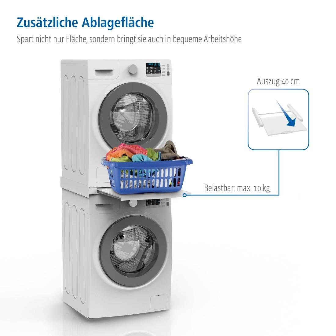 Xavax Zwischenbaurahmen für Waschmaschinen und kg Zurrgurt, mit Ablage, Traglast Platte: 10 Trockner