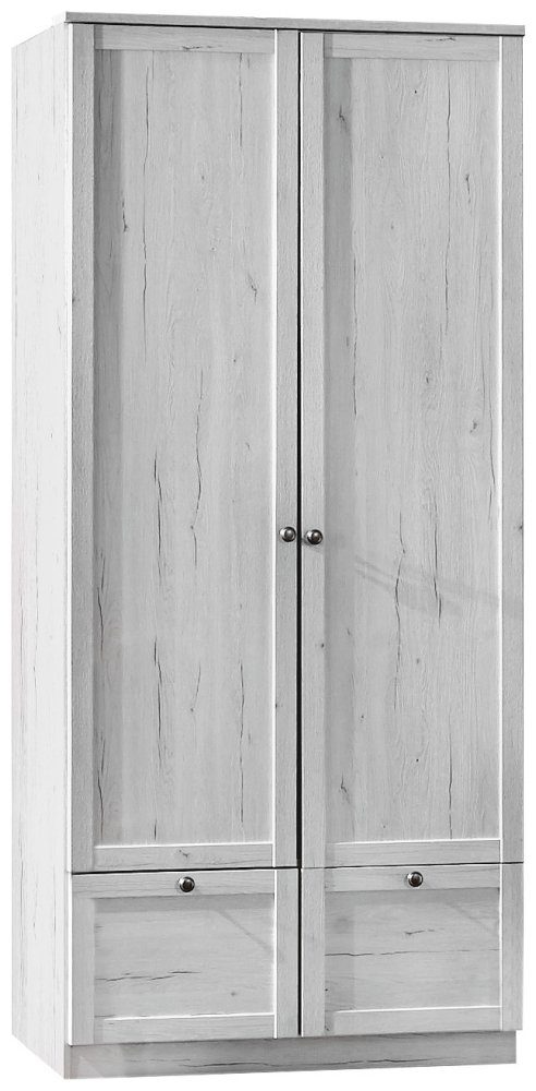 Stylefy Kinderkleiderschrank Raoul Kinderschrank) Design Modern, viel mit Schubladen Eiche Bianco Funktion, mit mit Soft-Close Stauraum, aus 2-türig, Holzwerkstoff, (Standschrank