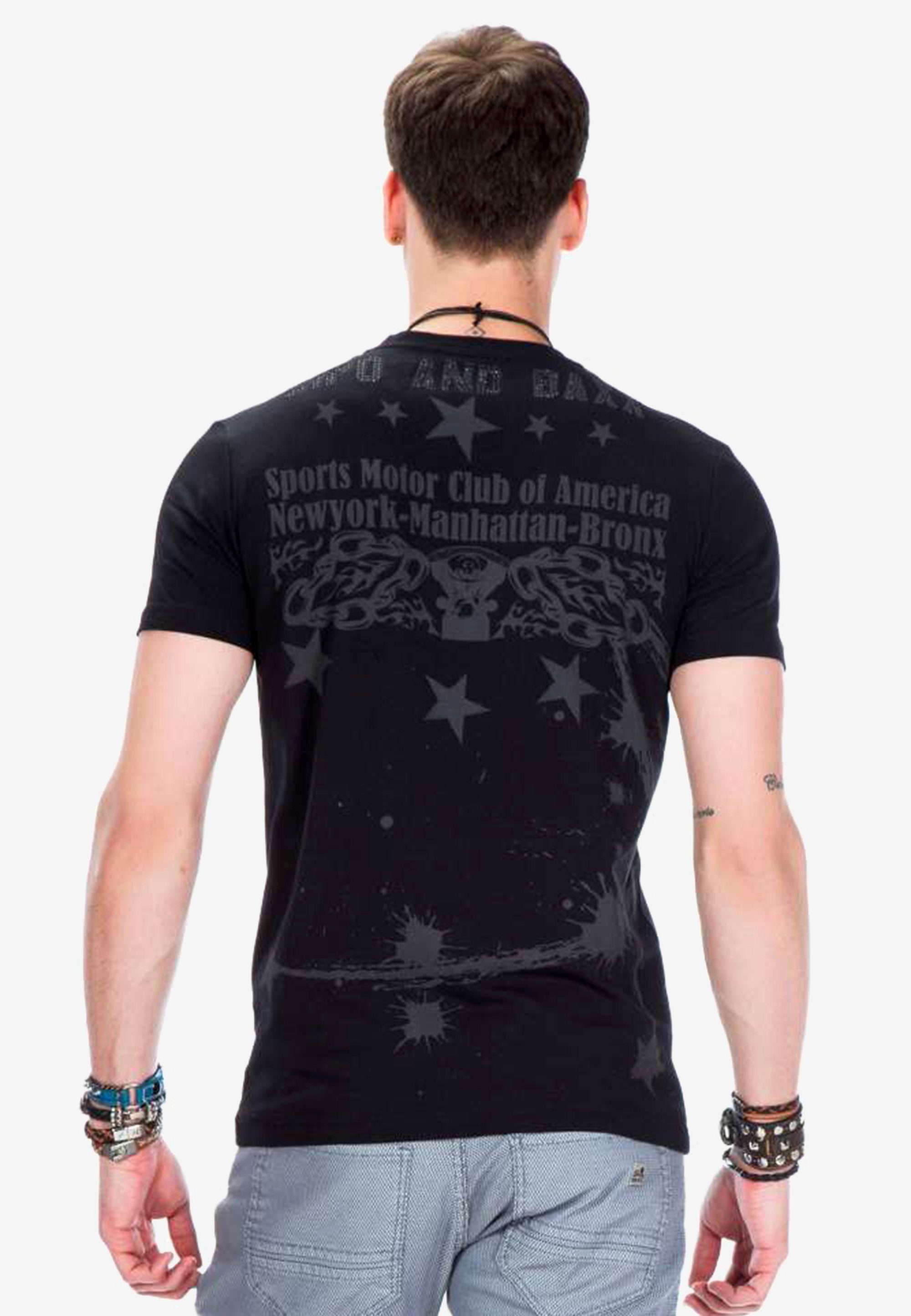 Print & Bikerstil im schwarz Cipo mit Baxx T-Shirt coolem