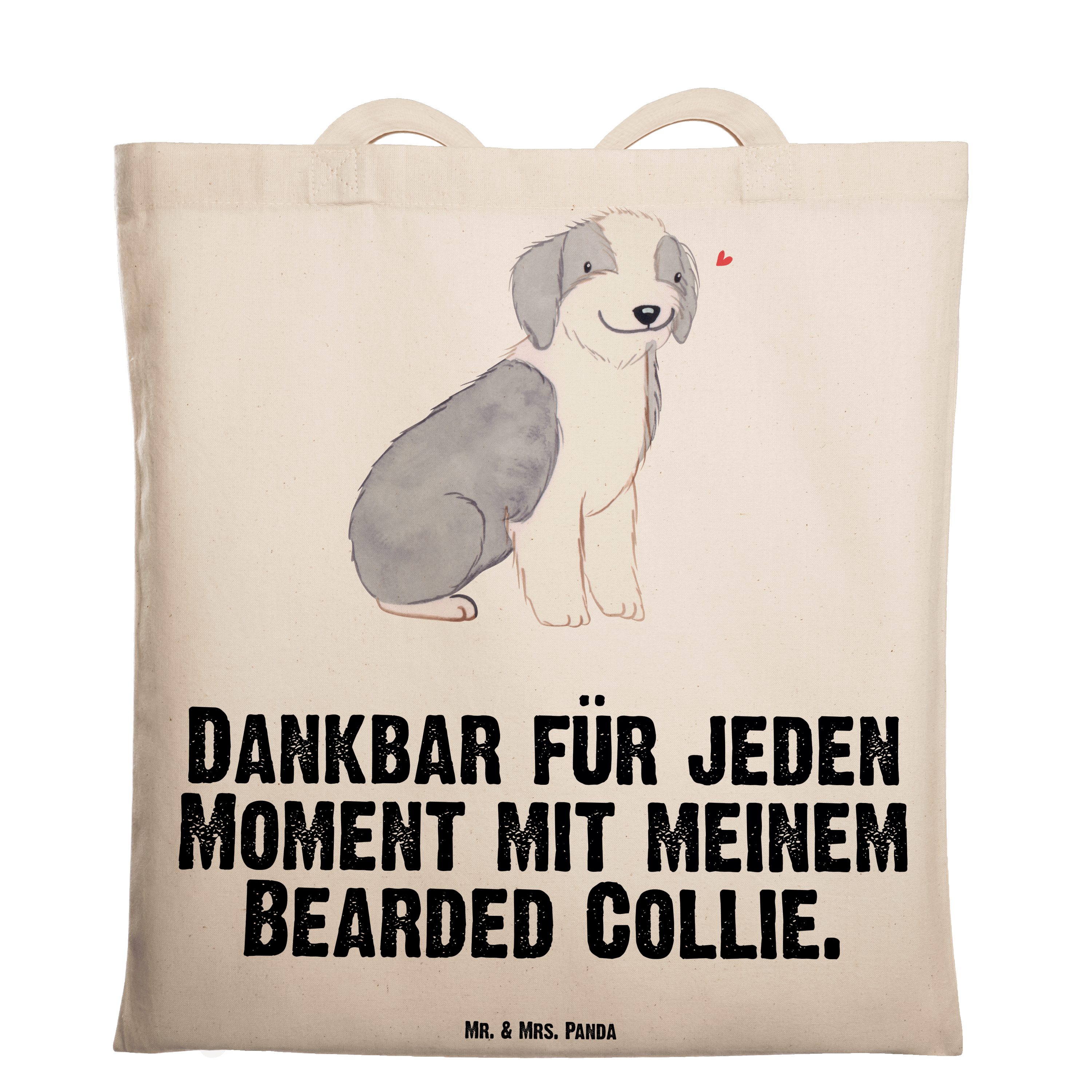 Mr. & Mrs. Panda Tragetasche Bearded Collie Moment - Transparent - Geschenk, Welpe, Beuteltasche, (1-tlg)
