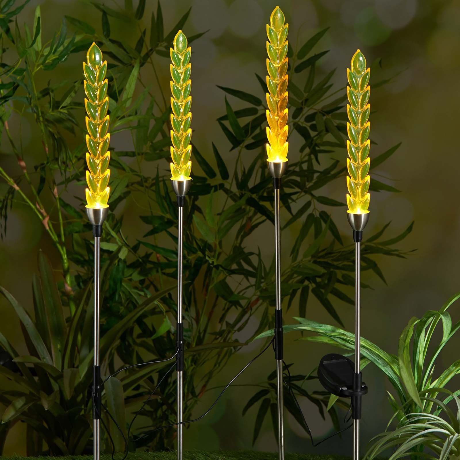 HAC24 LED Solarleuchte Solar LED Gartenleuchte Gartendeko Gartenlicht Solarlampe Garten, LED fest integriert, Ähren im 4er-Set | Solarleuchten