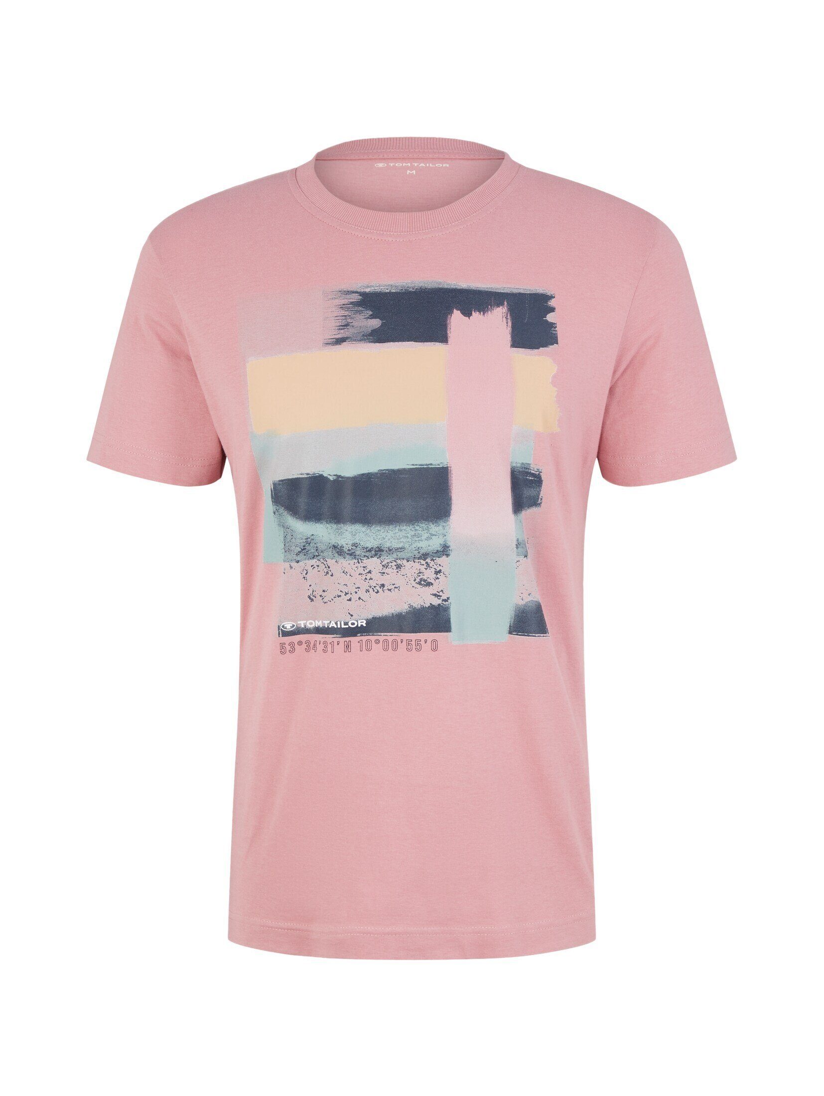 T-Shirt T-Shirt mit Velvet Print TOM Rose TAILOR