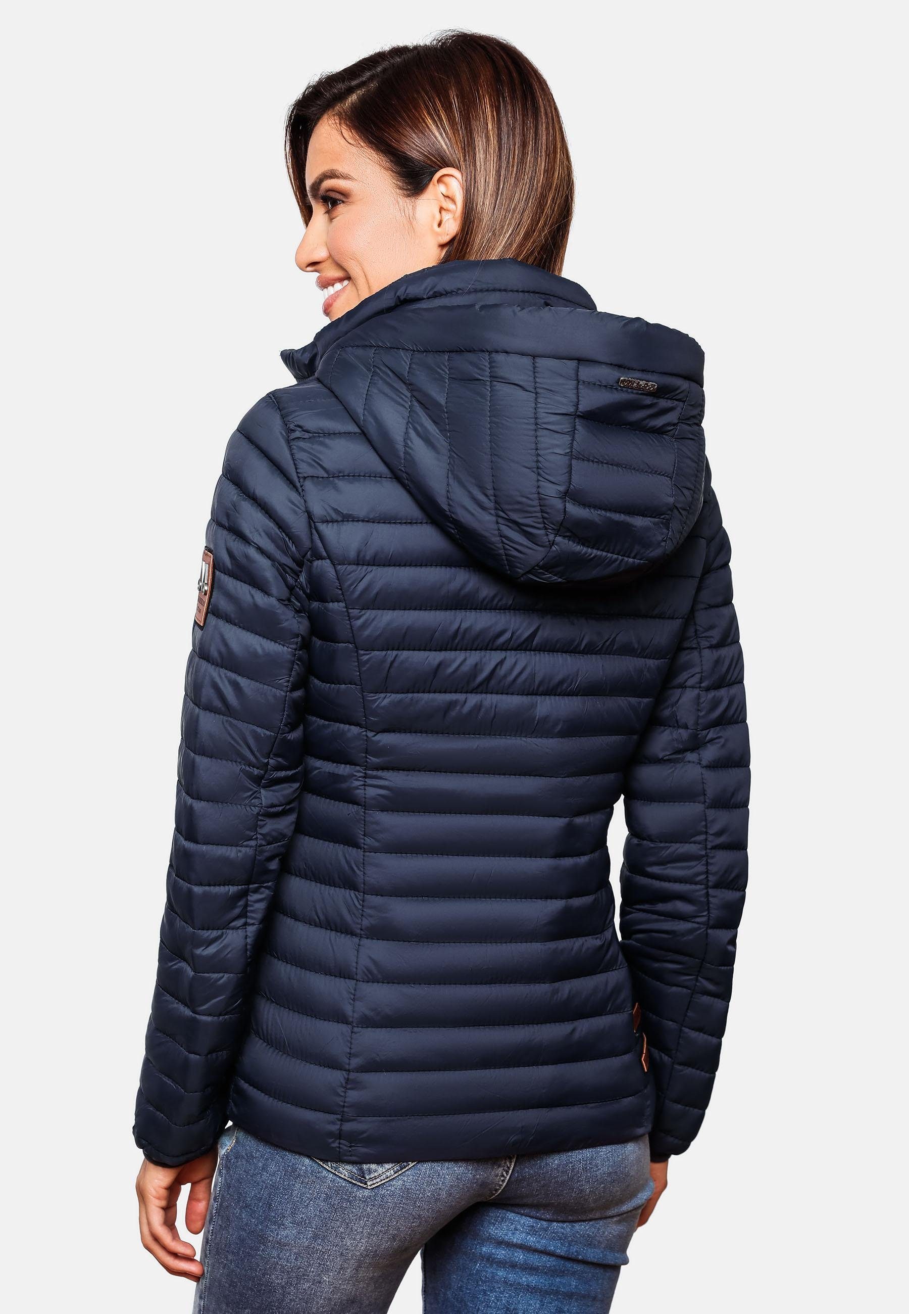 Steppjacke Kapuze Löwenbaby navy abnehmbarer Marikoo mit stylische Übergangsjacke