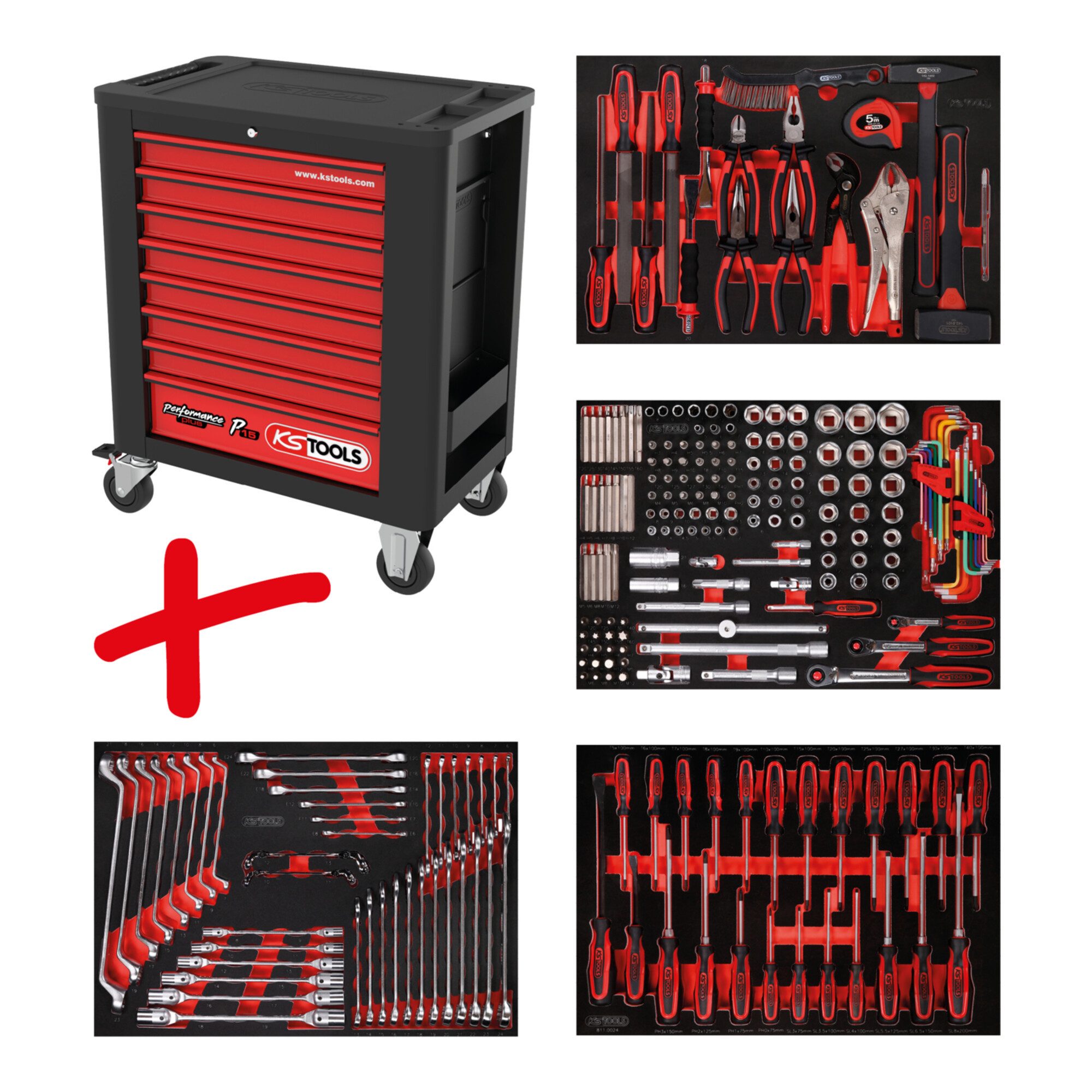 KS Tools KS Tools Performanceplus Werkstattwagen-Satz P15 mit 241 Werkzeugen fü