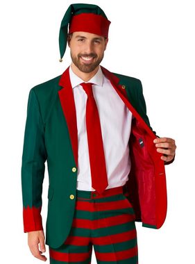 Opposuits Partyanzug SuitMeister Santa Elf Partyanzug, Weihnachtlich bedruckter Anzug für die Feiertage
