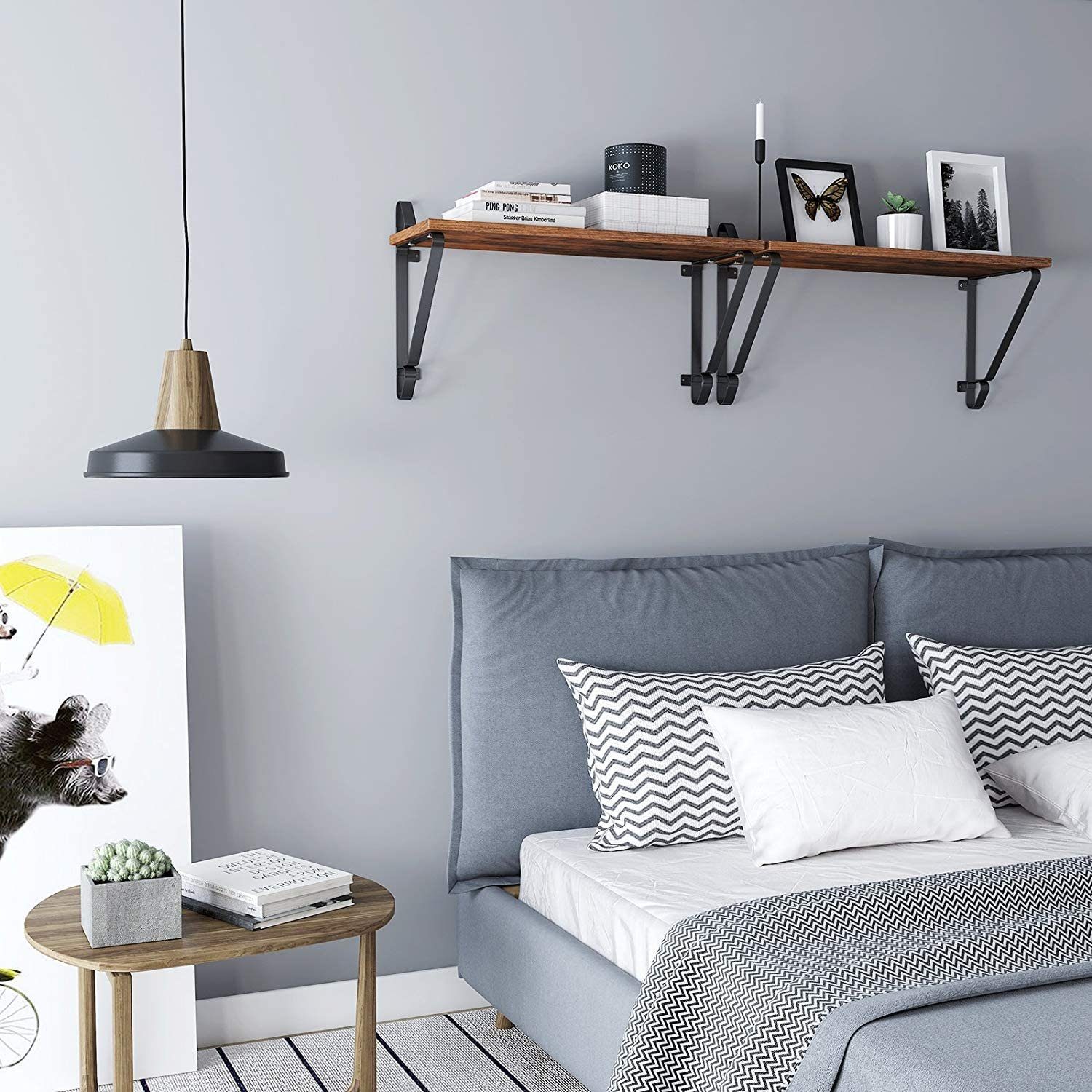 VASAGLE Wandregal große Schweberegale, stabile Hängeregale, Wandboards für Wohnzimmer, 2-tlg., Schlafzimmer Flur 60 x 20 x 33 cm (L x B x H) Industrie-Design