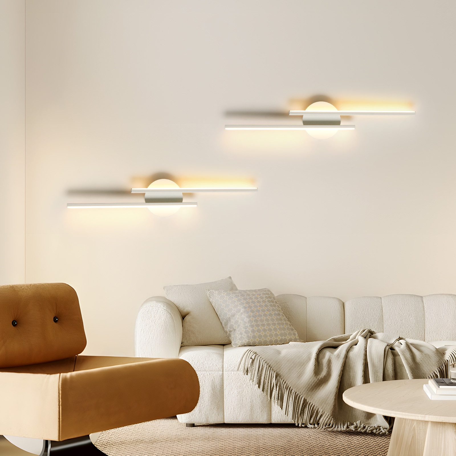 Riserva LED Wandleuchte LED Wandleuchte Innen Weiß 24W, Wandlampe Warmweiß Treppenhaus, LED wechselbar, Minimalistischer Stil, einfache Installation, augenschon – Bild 5 von 5
