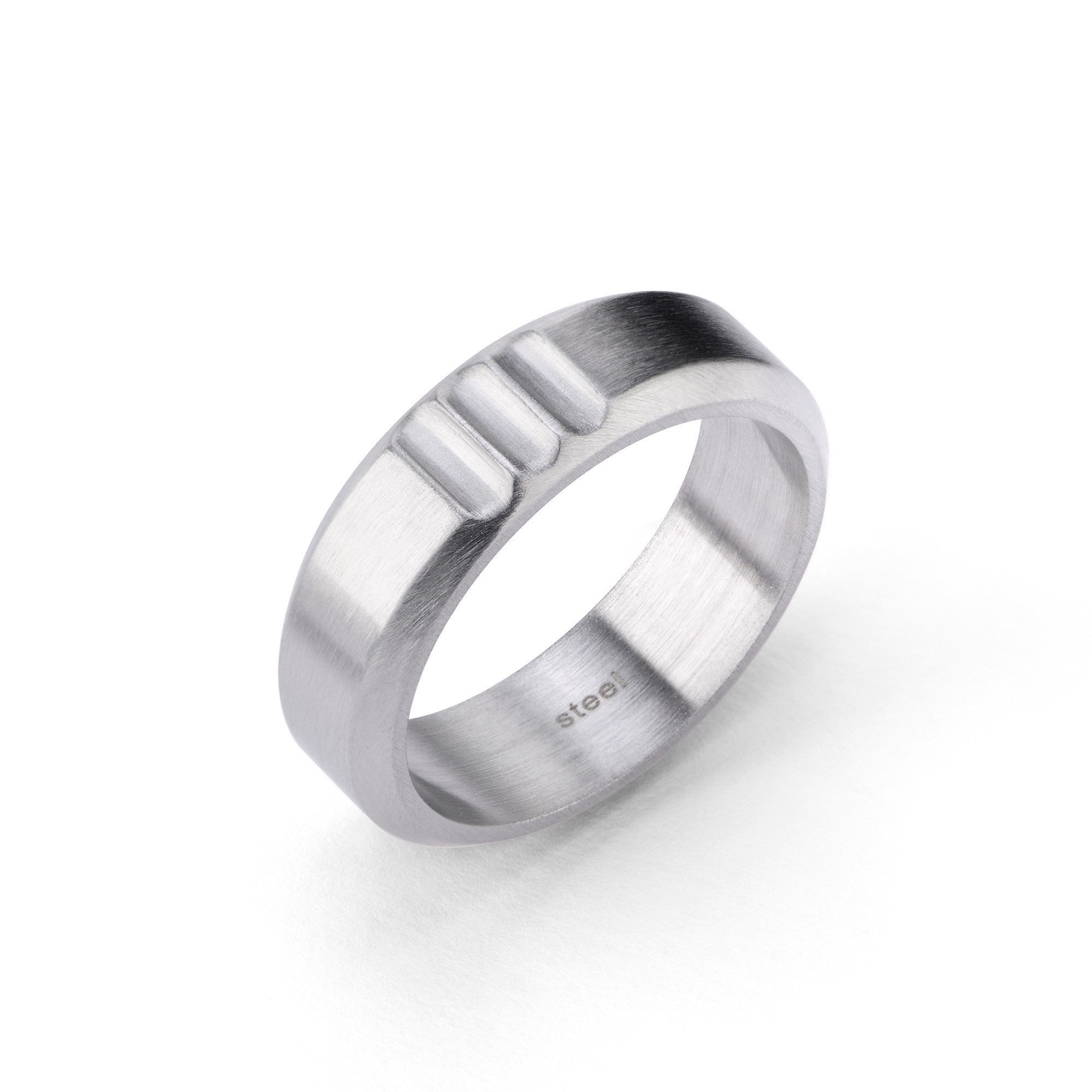 FYNCH-HATTON Fingerring Schmuck Geschenk Edelstahl Ring Curb Kerben
