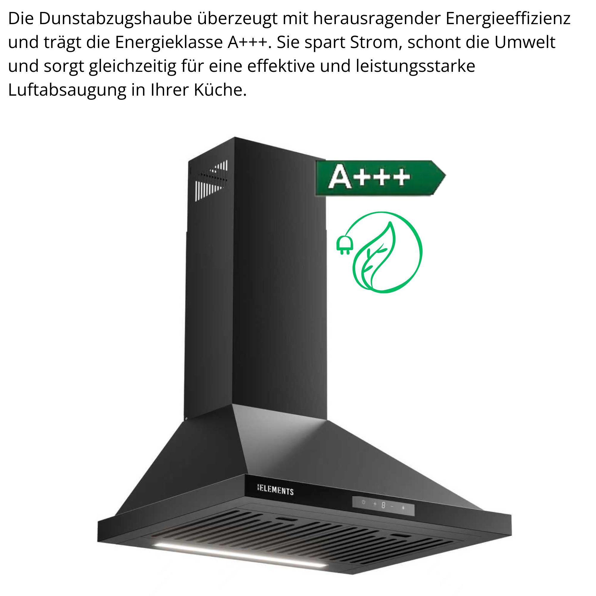 KB Elements Wandhaube Brushless-Motor, 650 m³/h Absaugleistung Brushless-Motor, 650 m³/h Absaugleistung, Brushless-Motor mit 2 Aktivkohlefilter, Touch / Gestensteuerung