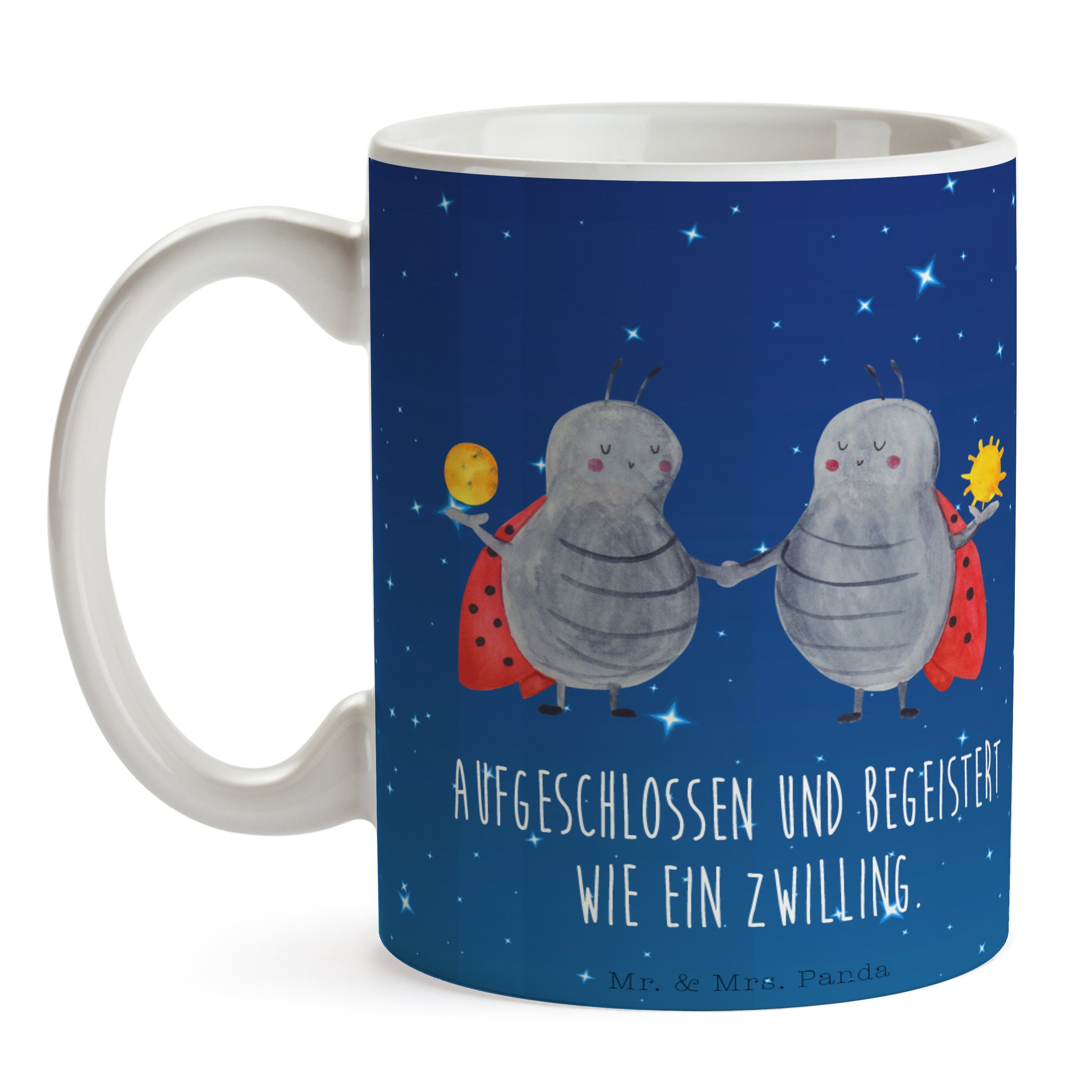 Sternenhimmel Mr. As, Blau - Tasse, Panda Zwilling - Sternzeichen Tasse Mrs. & Büro Geschenk, Keramik