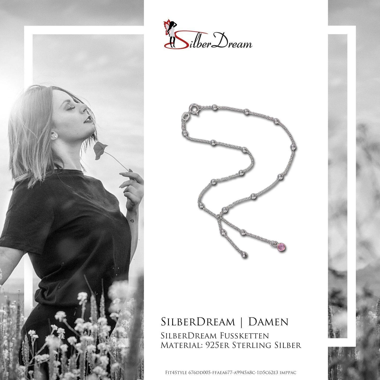 SilberDream Fußkette mit Anhänger SilberDream Fußkette für Damen 925, Damen Fußkette Kugeln aus 925 Sterling Silber, Farbe: silber