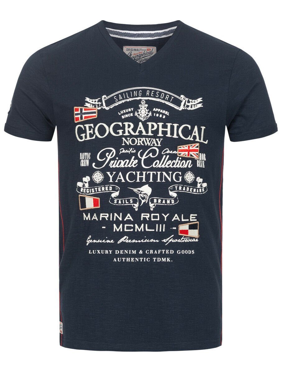 T-Shirt Kurzarmshirt Norway Geographical Herren Hemd Baumwolle Norway Jemium-Navy Shirt Geographical Print Sommer