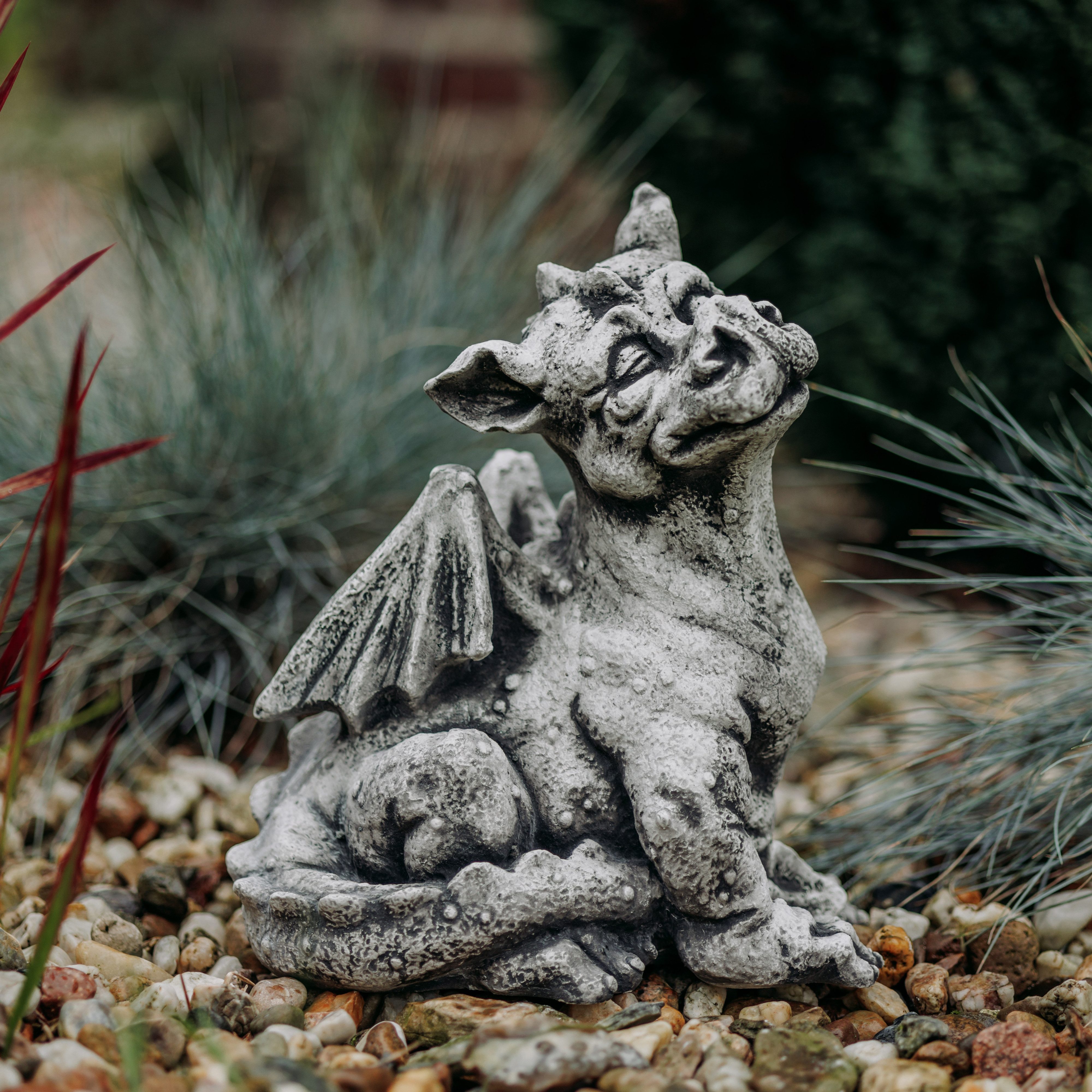 gartendekoparadies.de Gartenfigur Lustiger Drache, Steinfigur, H. 30 cm, 9 kg, Frostsicher