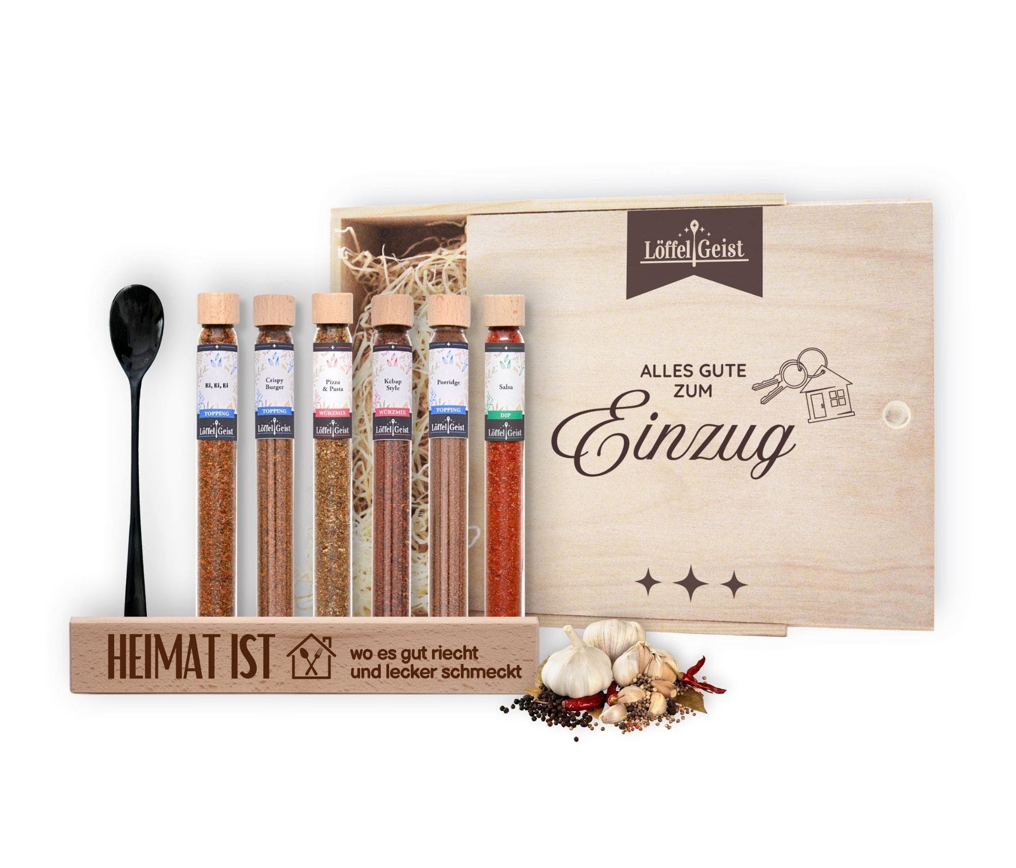 Löffelgeist Lebensmittel-Geschenkset Alles gute zum Einzug Geschenkbox