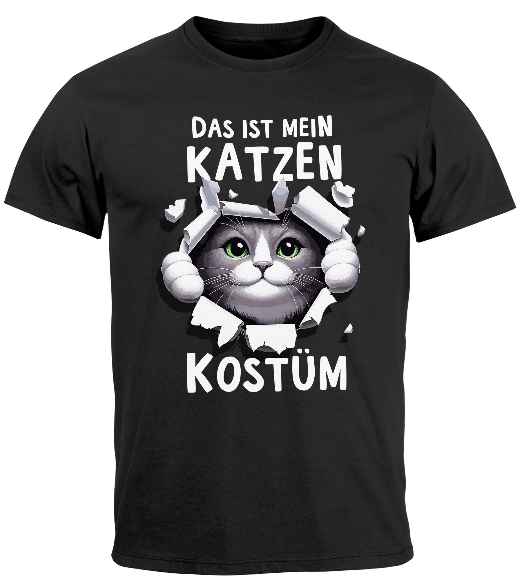 MoonWorks Print-Shirt Herren T-Shirt Fasching Karneval Katze Kostüm-Ersatz Verkleidung Last mit Print