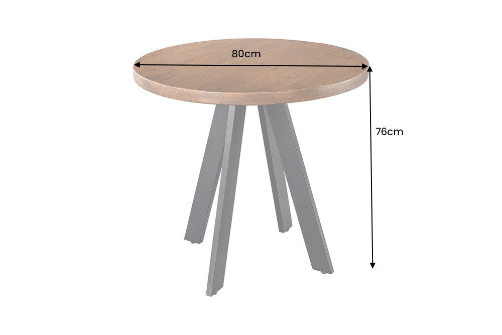 riess-ambiente Esstisch IRON CRAFT 80cm braun/schwarz - Mango-Massivholz, Metall, Lack, rund (Einzelartikel, 1-St), Industrial Design & bis zu 3 Personen - idea – Bild 3 von 5