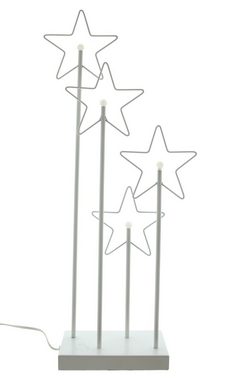 Dekoleidenschaft LED-Dekofigur "Sterne" weiß mit 4 Lichtern, 60 cm hoch, Weihnachtsdeko, Leuchtdeko, mit Timerfunktion, Fensterdeko, Tischdeko, Weihnachtsschmuck