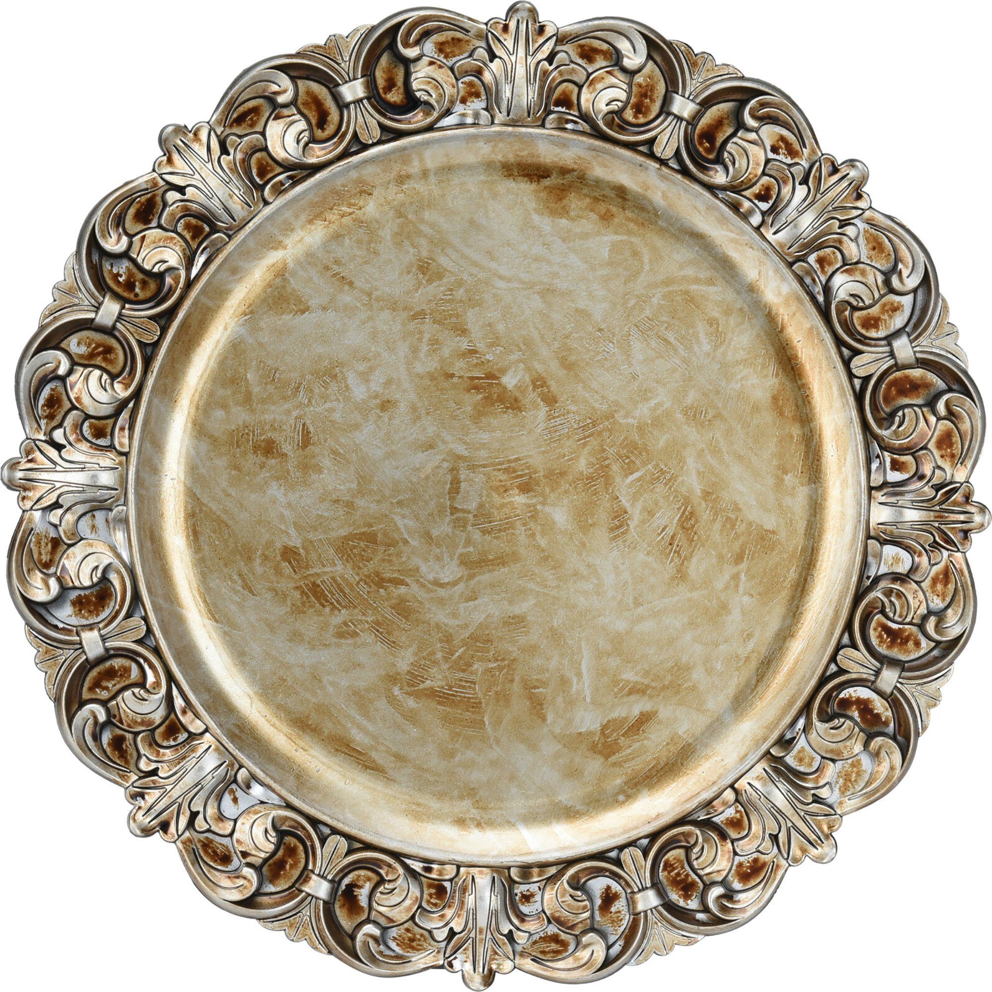 festlich Antik-Silberfarben für Außergewöhnliche 36 Ø gedeckten Annastore, Platzset, im Platzteller Platzteller Tisch Antik-Finish den aus cm, Kunststoff