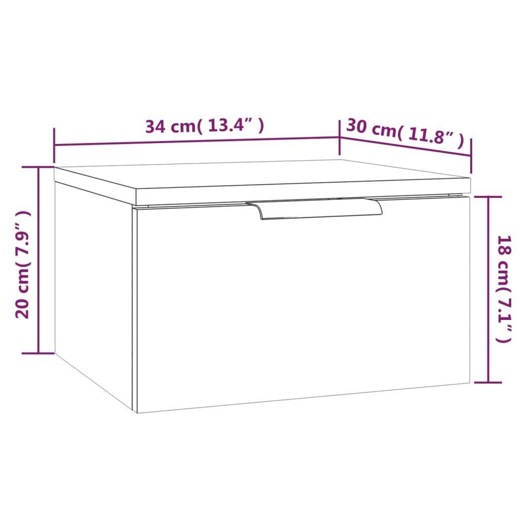 Wand-Nachttisch Grau cm Fächerschrank (1-St) vidaXL 34x30x20 Sonoma